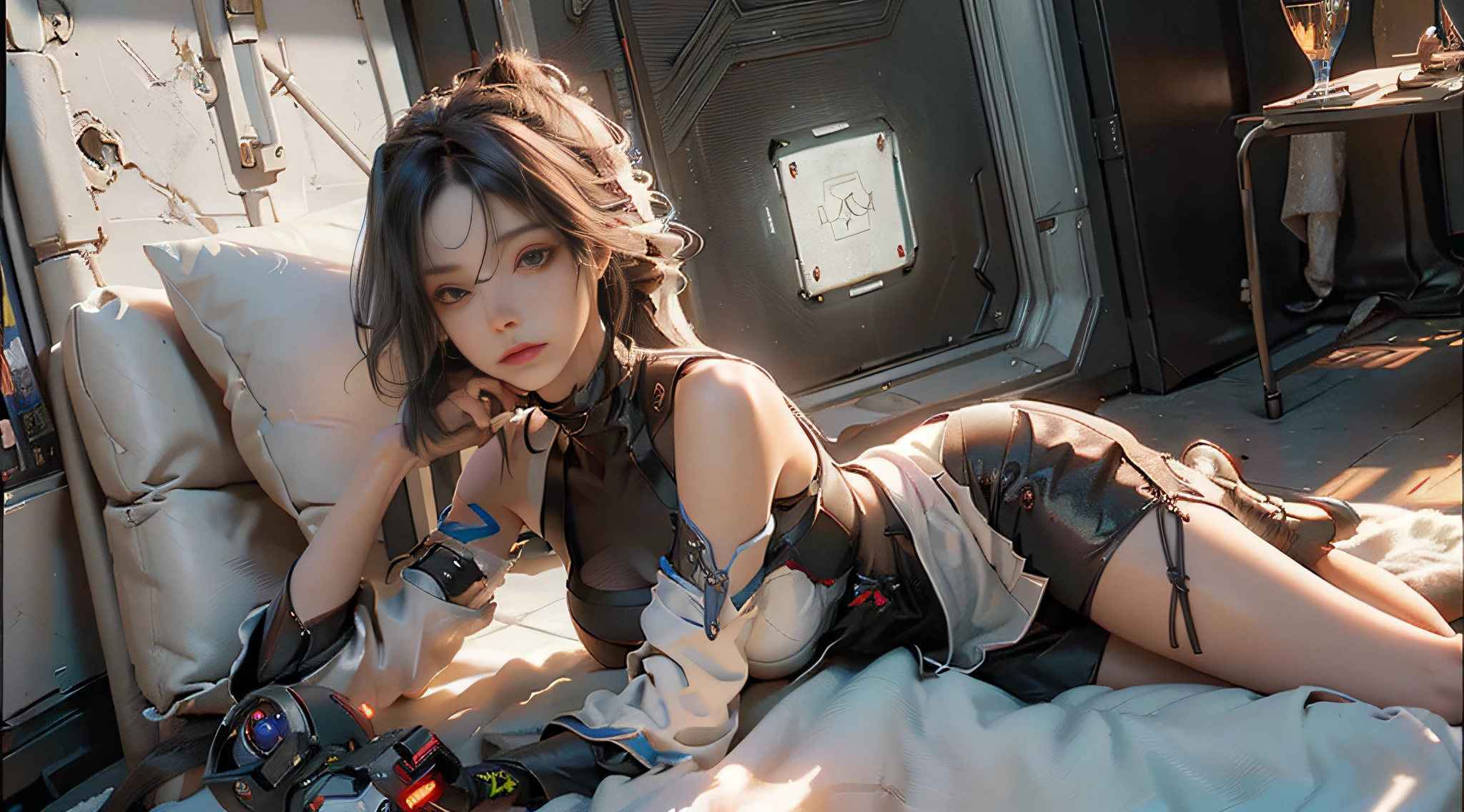 ((Best quality)), ((masterpiece)), (detailed:1.4), 3D, an image of a beautiful cyberpunk female,HDR (High Dynamic Range),Ray Tracing,NVIDIA RTX,Super-Resolution,Unreal 5,Subsurface scattering,PBR Texturing,Post-processing,Anisotropic Filtering,Depth-of-field,Maximum clarity and sharpness,Multi-layered textures,Albedo and Specular maps,Surface shading,Accurate simulation of light-material interaction,Perfect proportions,Octane Render,Two-tone lighting,Wide aperture,Low ISO,White balance,Rule of thirds,8K RAW,