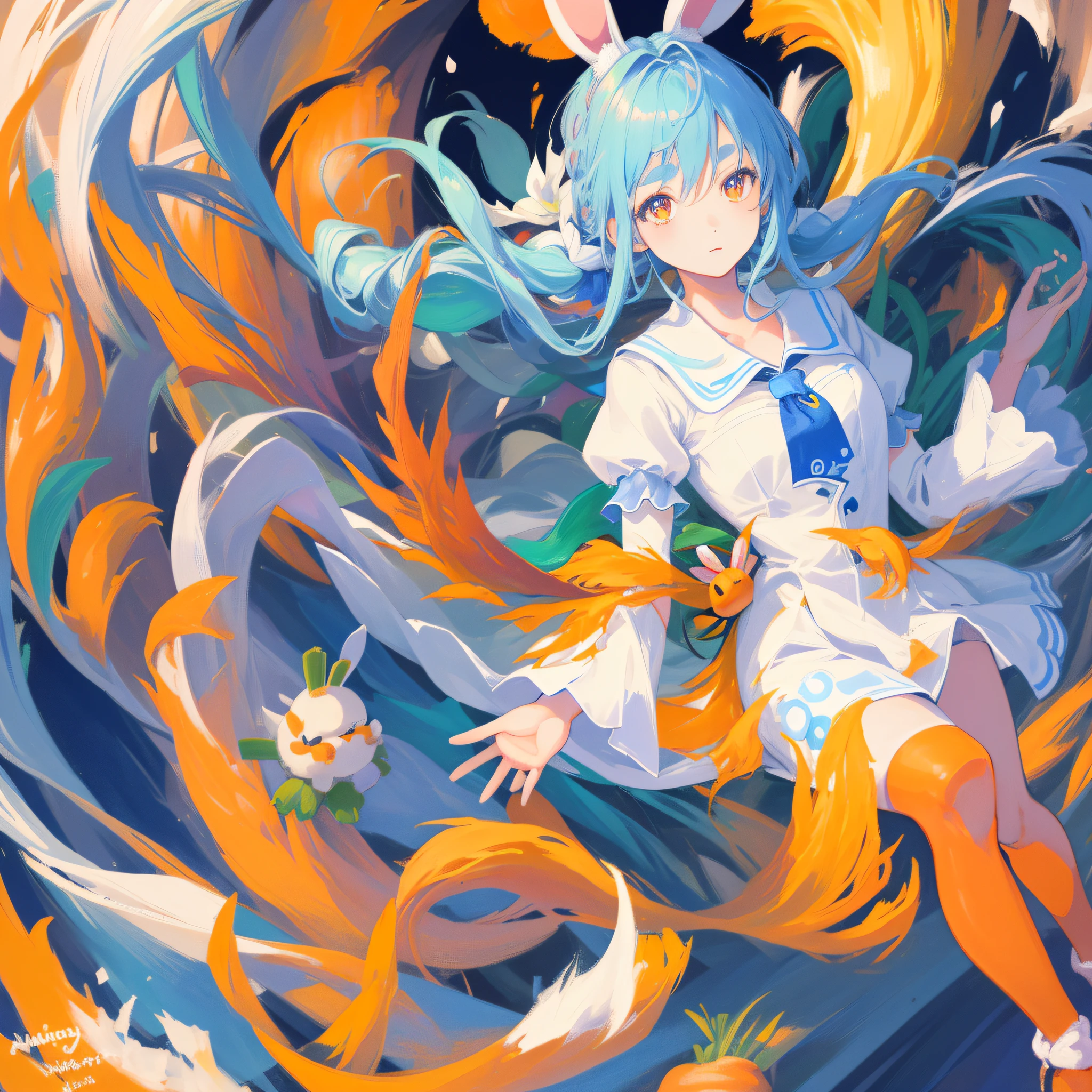 (人物: Usada Pekora), (flat color:0.9),(colorful:1.1),(masterpiece:1,2),1girl, best quality,shiny skin,masterpiece,hyper detailed ultra high res,sunlight, (photorealistic:1.4),cute,