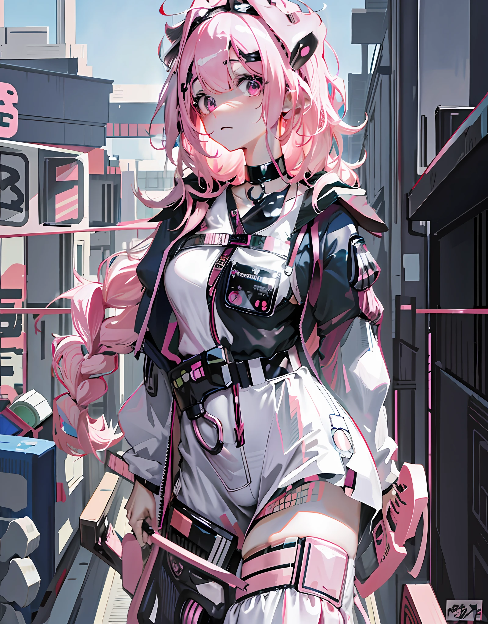 anime character with pink hair and a black and white outfit, best anime 4k konachan wallpaper, anime style 4 k, cyberpunk anime girl, 4k anime wallpaper, anime wallpaper 4k, anime wallpaper 4 k, anime art wallpaper 8 k, digital cyberpunk anime art, cute anime waifu in a nice dress, badass anime 8 k, anime art wallpaper 4 k