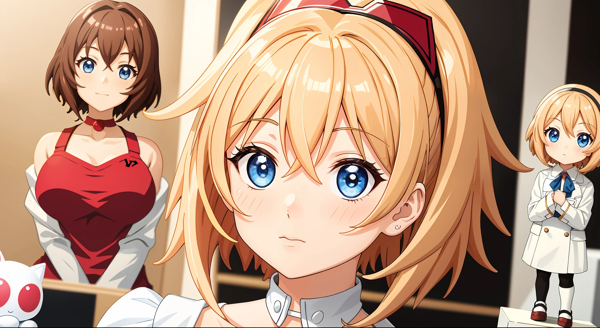 looking at a anime figurine