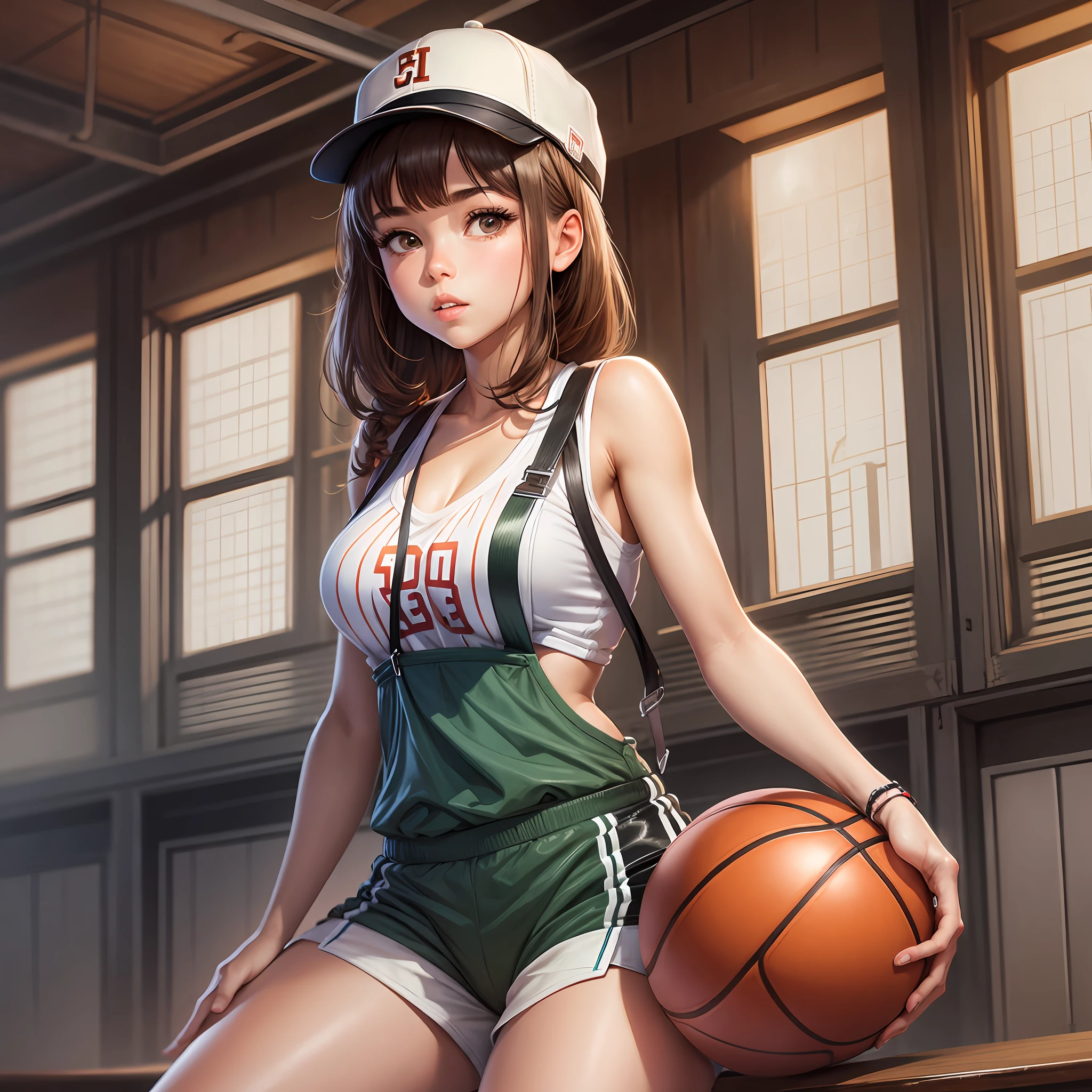 Girls typing basketball in suspenders --auto --s2