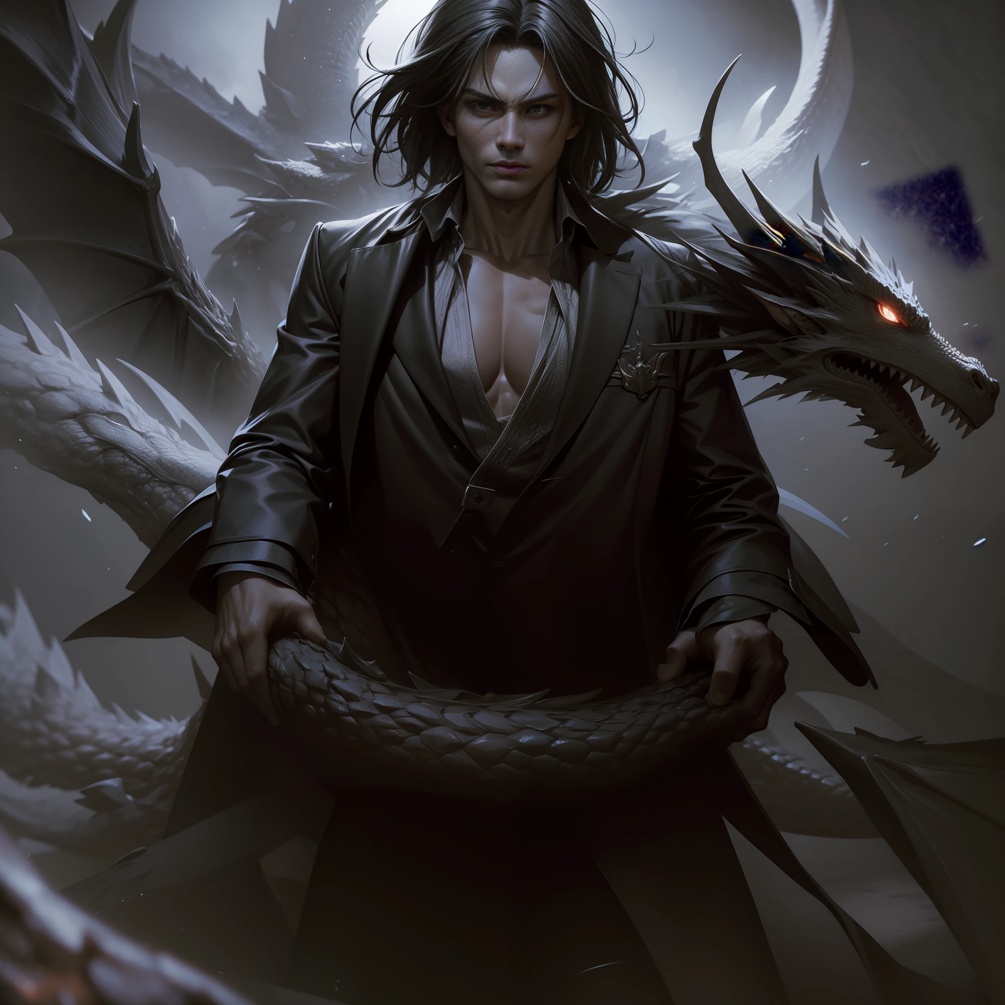 High quality, fine face, 3D, open fingers, palm return, fine fingers, big muscles, flames from the mouth of a big dragon