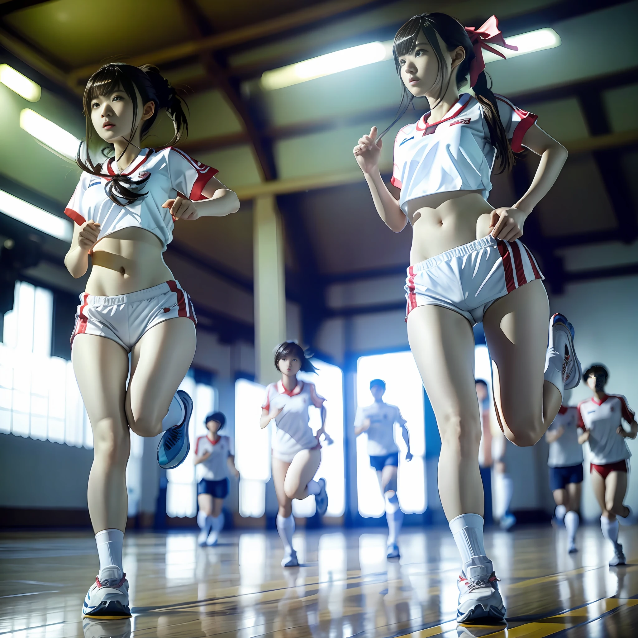 Running in white jersey, gymnasium, Kim Tae-joon, Yoon Se-sung, Shin Min-jung, Shin Jin-young, Choi Hong-hwa, Kim Hyun-joo, Japan