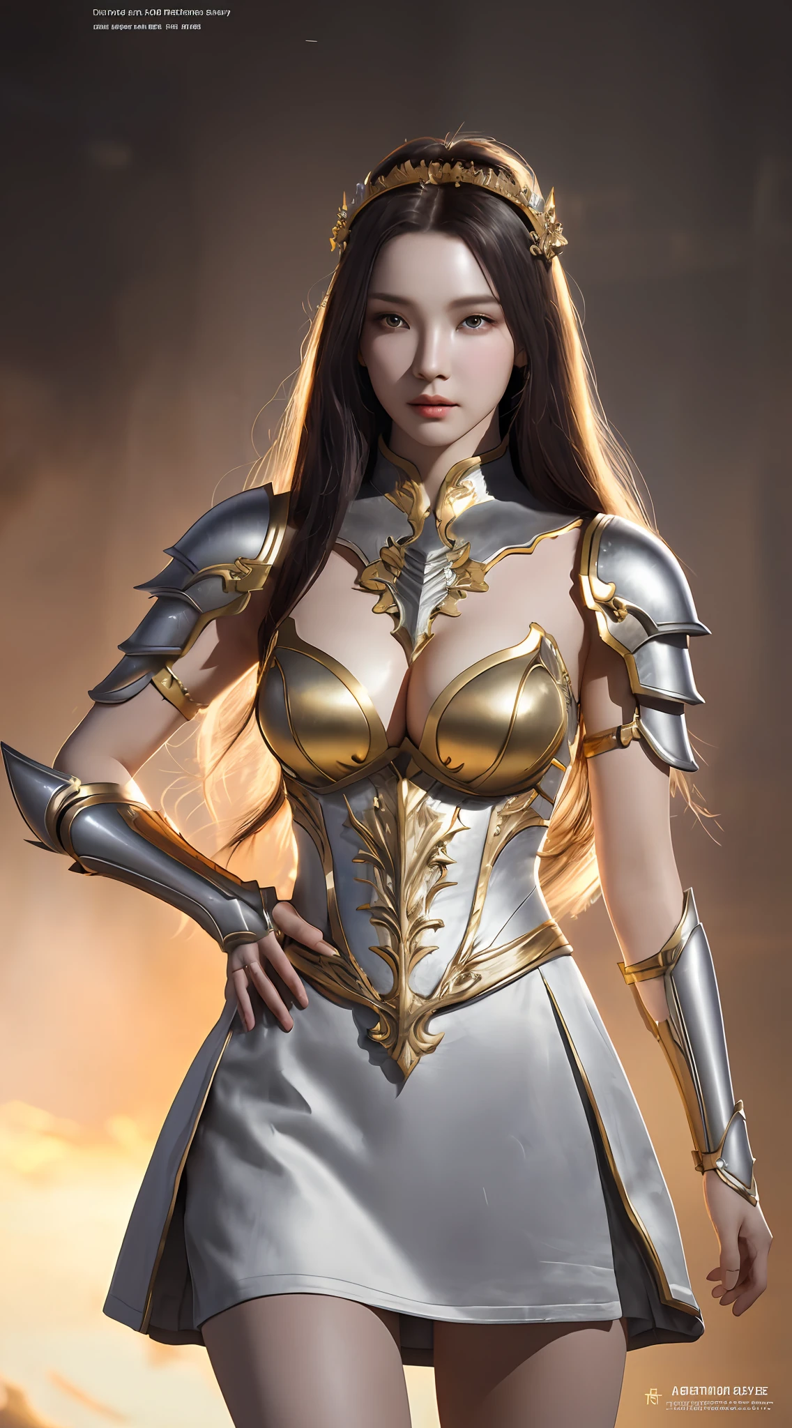 nsfw, 8K original photo, best quality, masterpiece, super high resolution, film grain, movie, 1girl, looking at the audience, natural skin texture, realistic eye and face details, full lips, a sexy woman in gold and silver lotus lace armor dress, cheng wei pan in artstation, by Yang J, detailed fantasy art, stunning character art, fan art best art station, epic exquisite character art, beautiful armor, extremely detailed artgerm, detailed digital anime art, Artgerm in ArtStation pixiv, armor girl, : 1.2, (miniskirt: 1, 5), huge breasts, sexy seductive, bare breasts