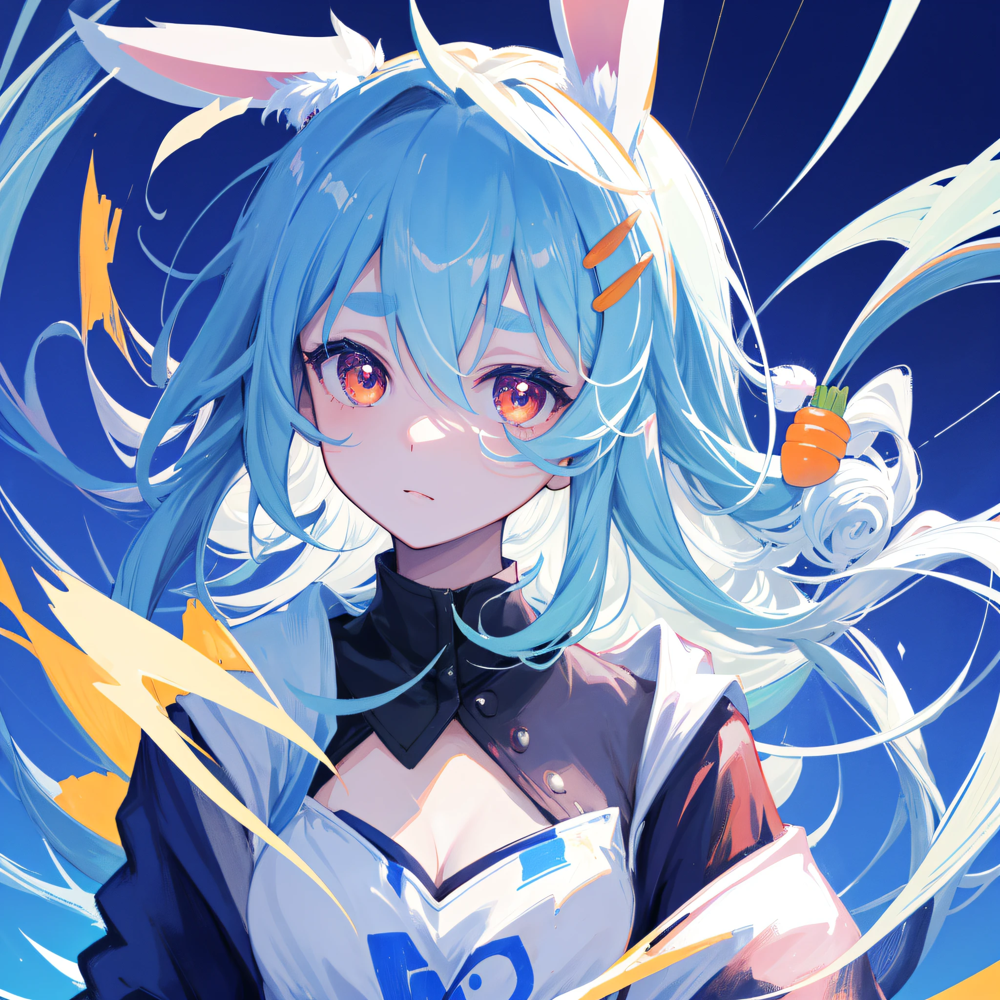 (人物: Usada Pekora), (flat color:0.9),(colorful:1.1),(masterpiece:1,2), best quality, masterpiece, highres, original, extremely detailed wallpaper, looking at viewer,1girl,solo,Portrait, close up portrait, bunny girl