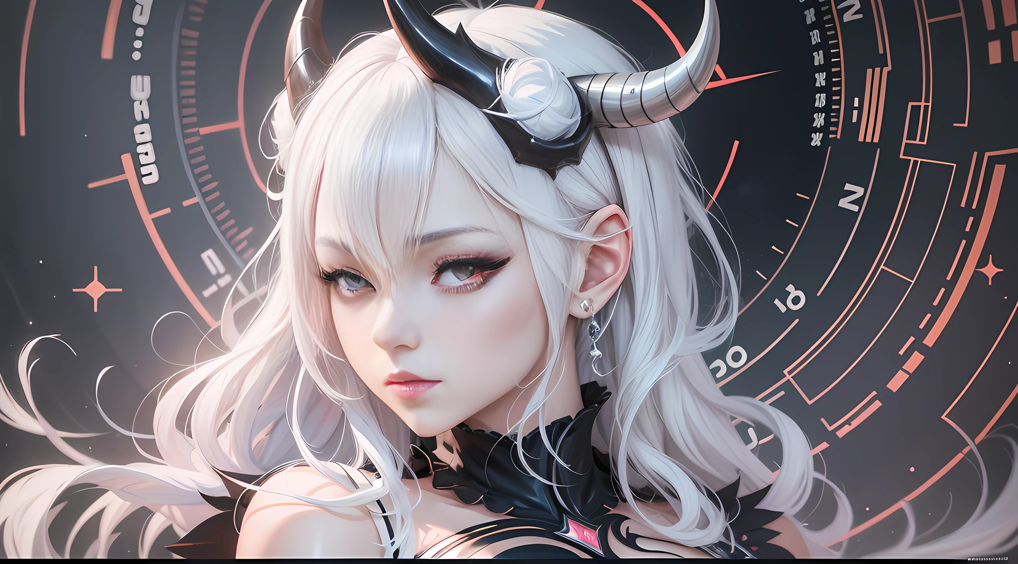 anime girl with white hair and horns in a black dress, detailed digital anime art, anime art wallpaper 8 k, white haired deity, anime fantasy artwork, beautiful fantasy anime, anime fantasy illustration, anime art wallpaper 4 k, anime art wallpaper 4k, guweiz on pixiv artstation, guweiz on artstation pixiv, detailed anime art