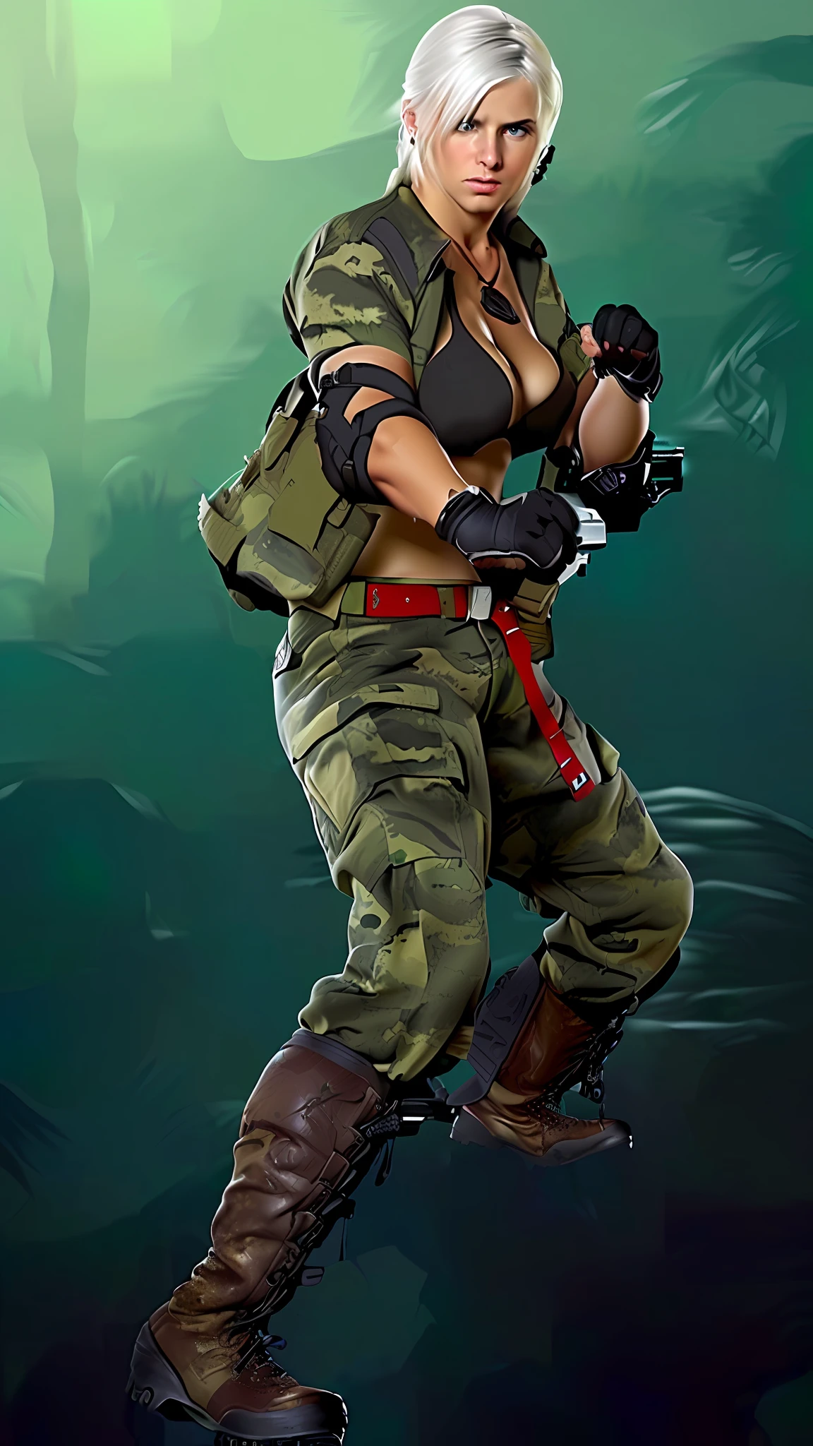 modelshoot style, (extremely detailed 8k wallpaper),a medium shot photo of a sexy female soldier,  American ERDL Lowland CAMO, Intricate, High Detail, dramatic,  elite military forces real world, fantastic location, battle environment, rugged harsh situation soldier, action shot, skin pores, very dark lighting, heavy shadows, detailed, detailed face, (vibrant, photo realistic, realistic, dramatic, dark, sharp focus, 8k), (weathered greasy dirty damaged old worn military soldier outfit:1.3),