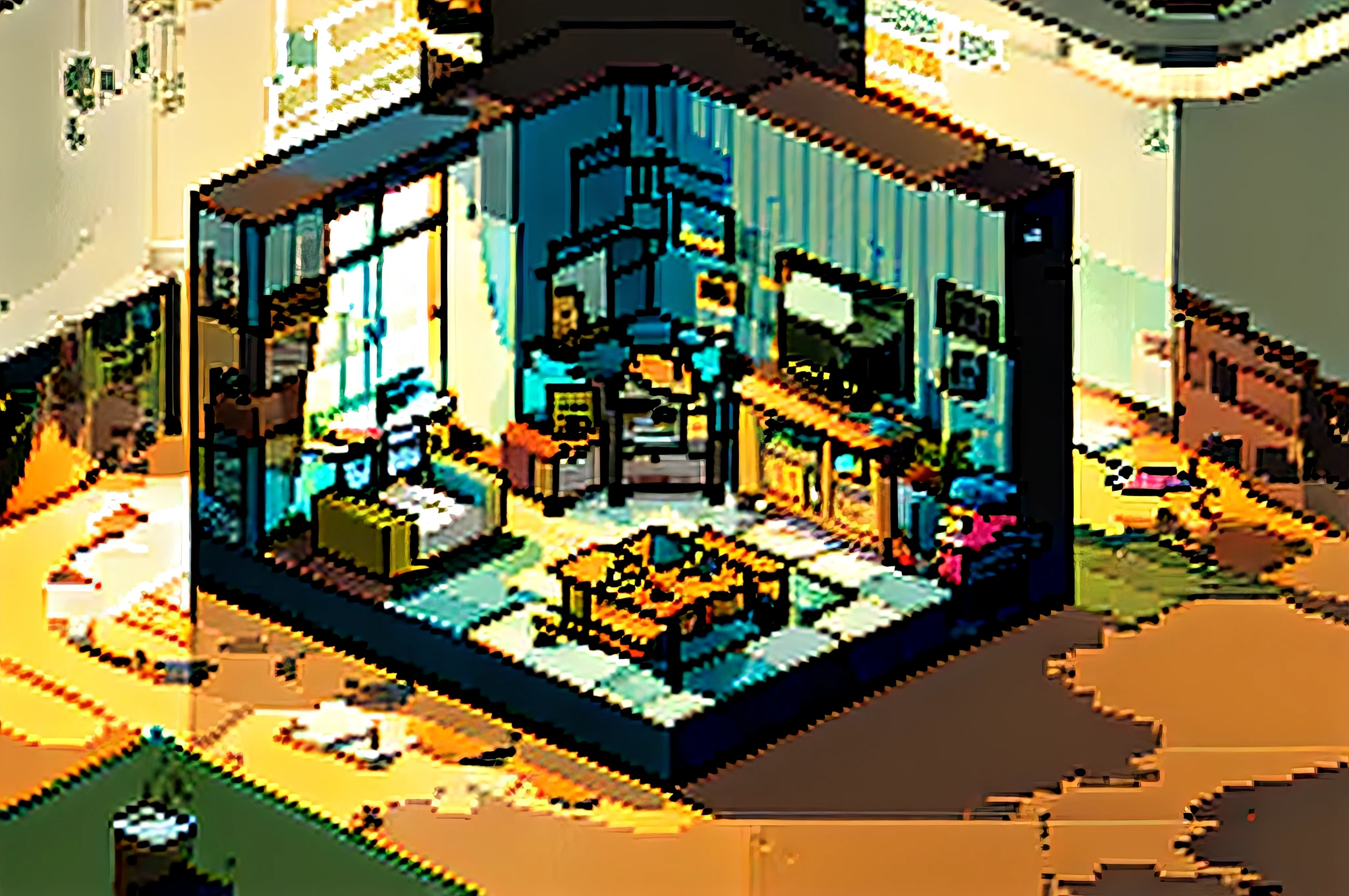 isometric, interior, animal, square