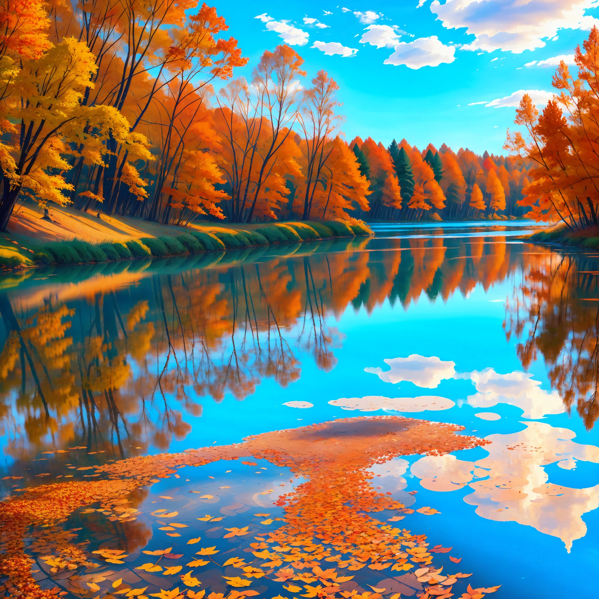Autumn water grows together with the sky