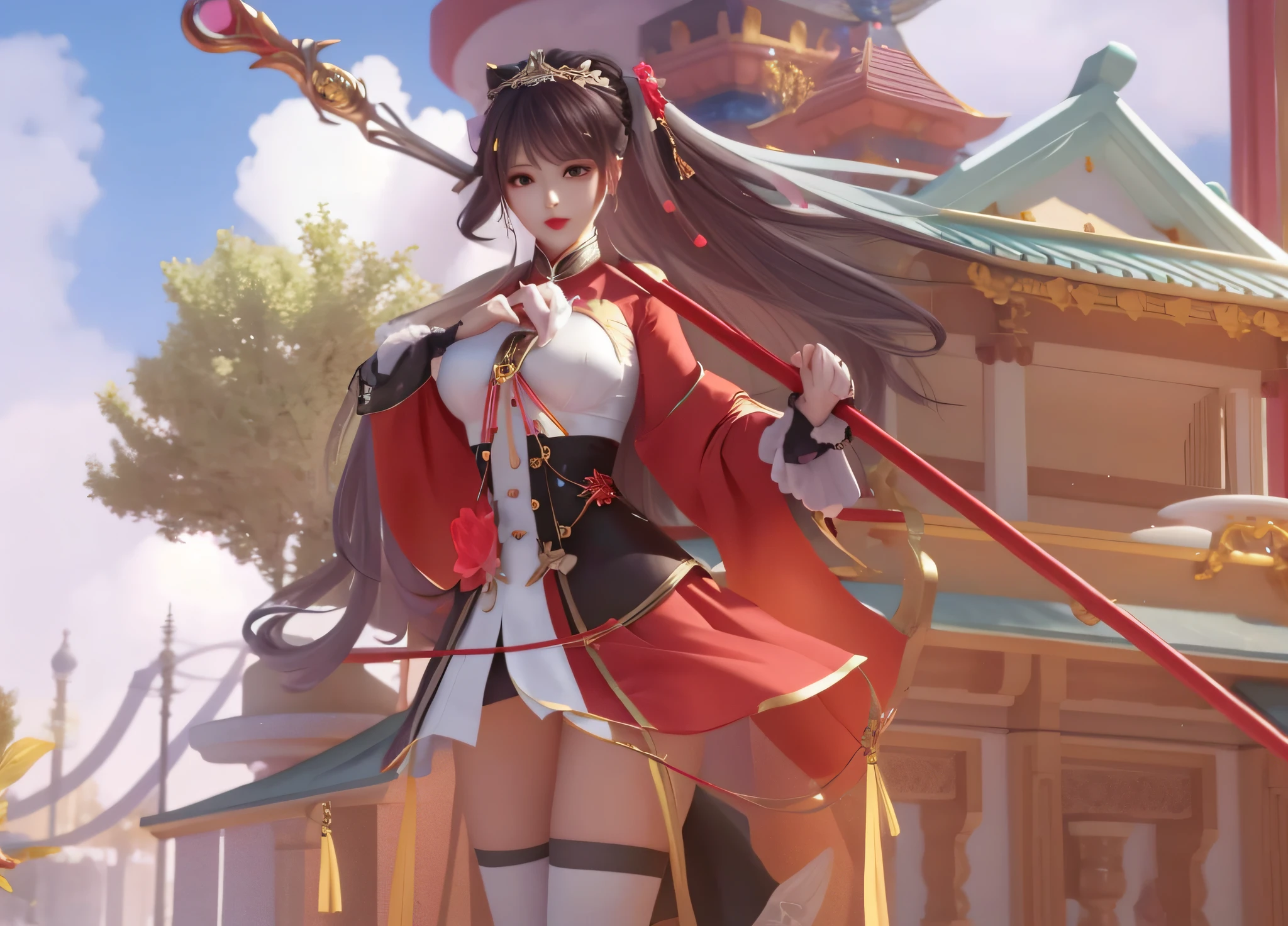 Particularly plump chest, white stockings, especially plump buttocks, slender waist