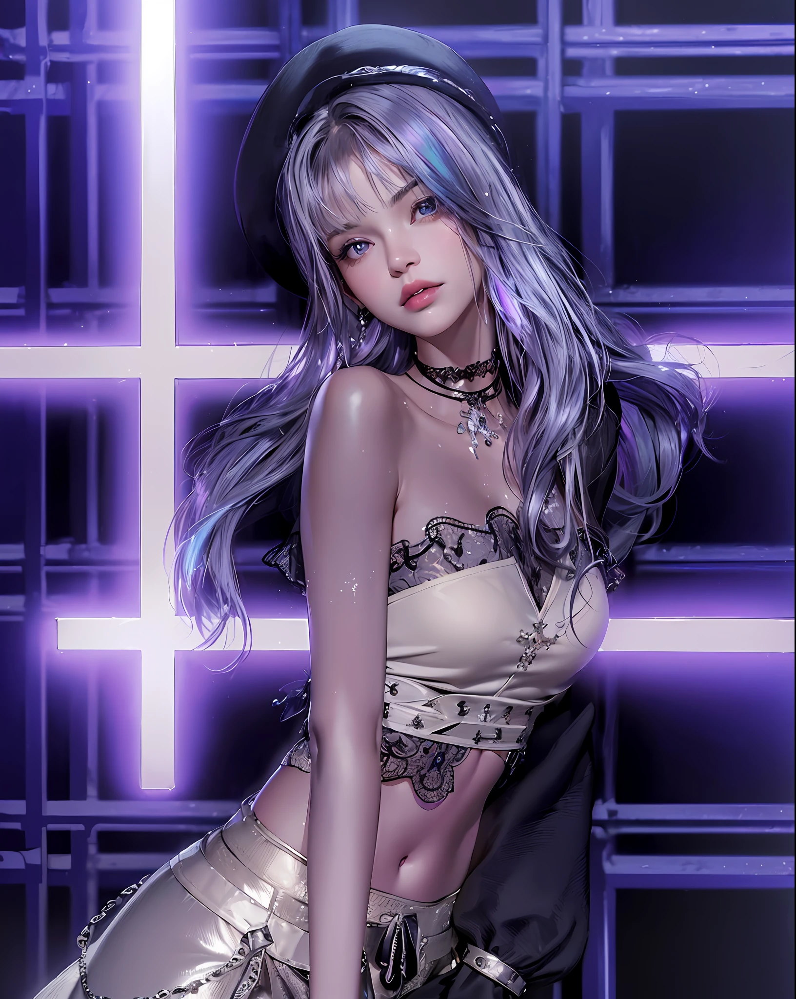 (photorealistic:1.3), ultra detailed, beautiful and aesthetic, masterpiece,best quality,lifelike rendering,moody lighting,
1girl,solo,
Purple sweater, gray leggings,breasts,
(glowing ambiance, enchanting radiance, luminous lighting, ethereal atmosphere, mesmerizing glow, evocative hues, captivating coloration, dramatic lighting, enchanting aura),