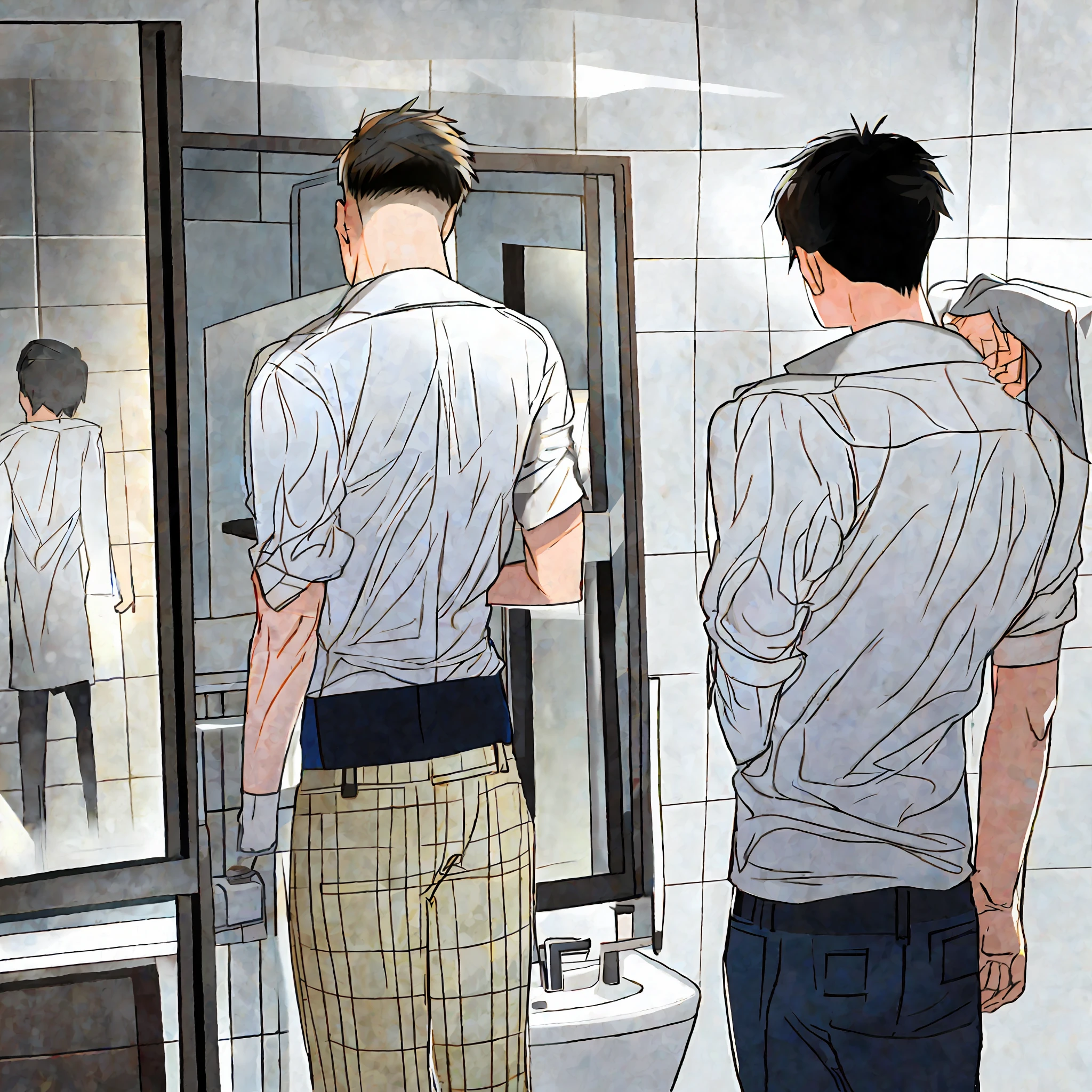 Bathroom, men, same-sex