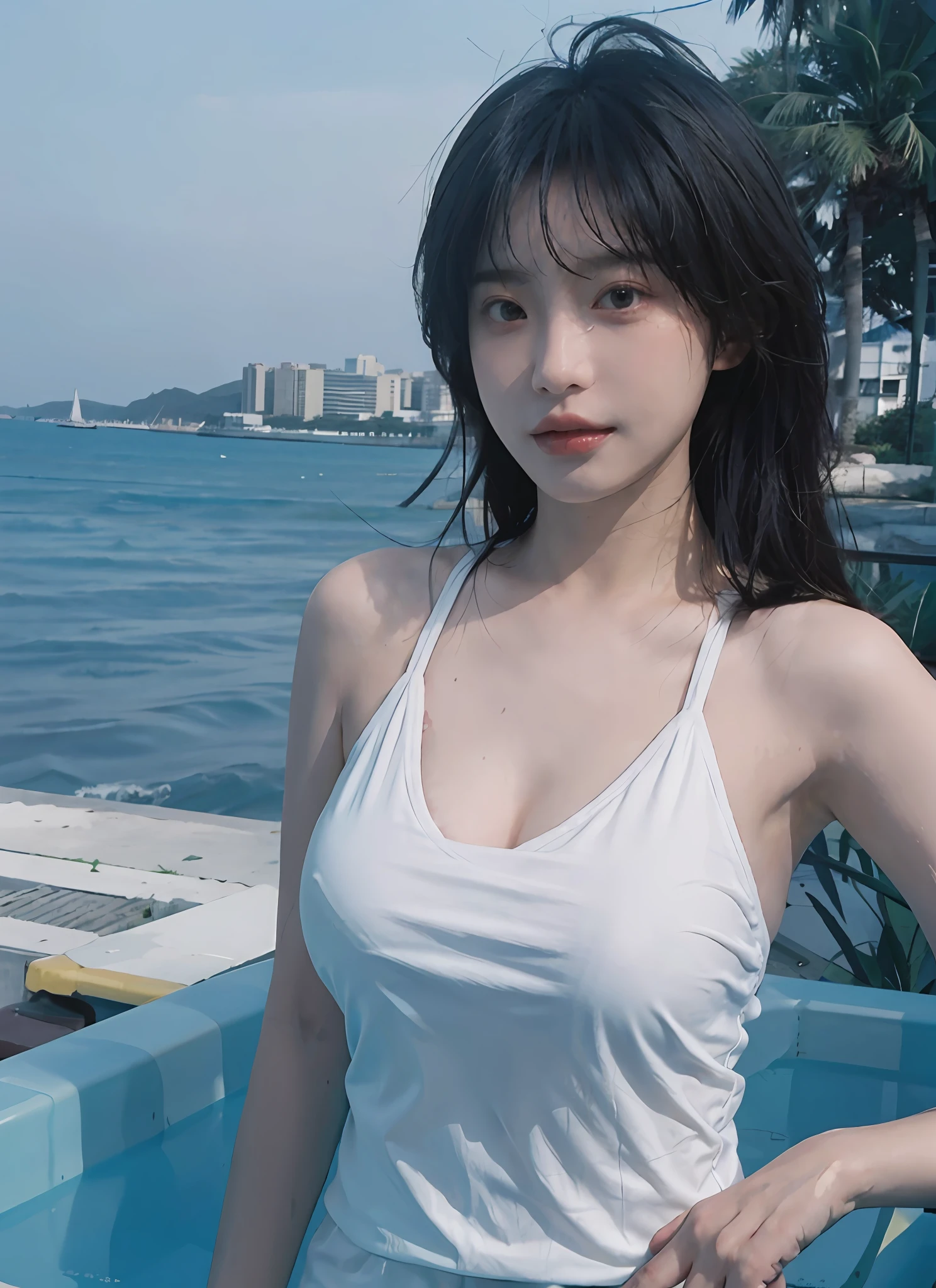 Best quality,masterpiece,ultra high res,(photorealistic:1.4),1girl,sexy,(swimsuit:1.2),(large breast:1.3),(upper body:1.4)