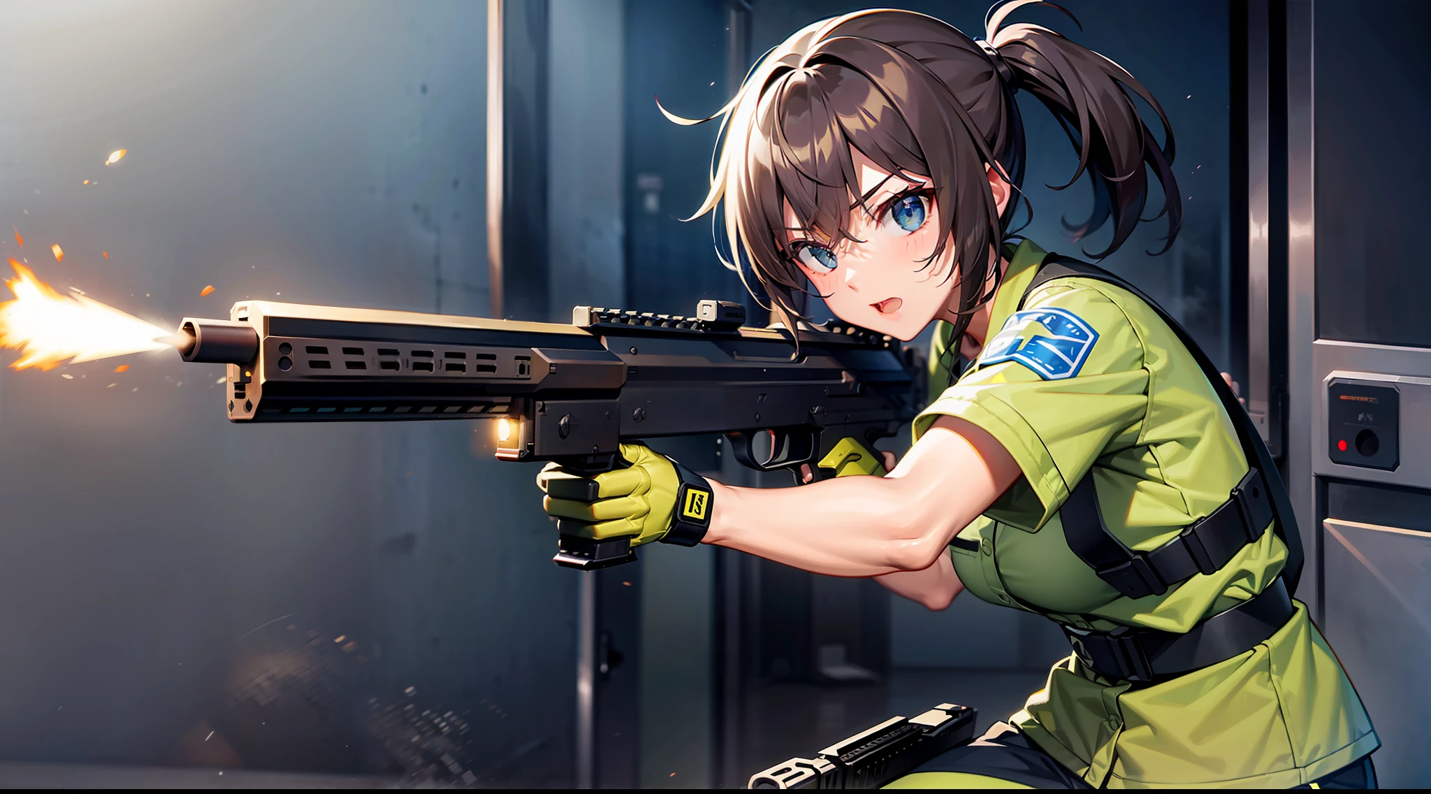 CQB, CQC, assault rifle, battle girl, Muzzle flash
