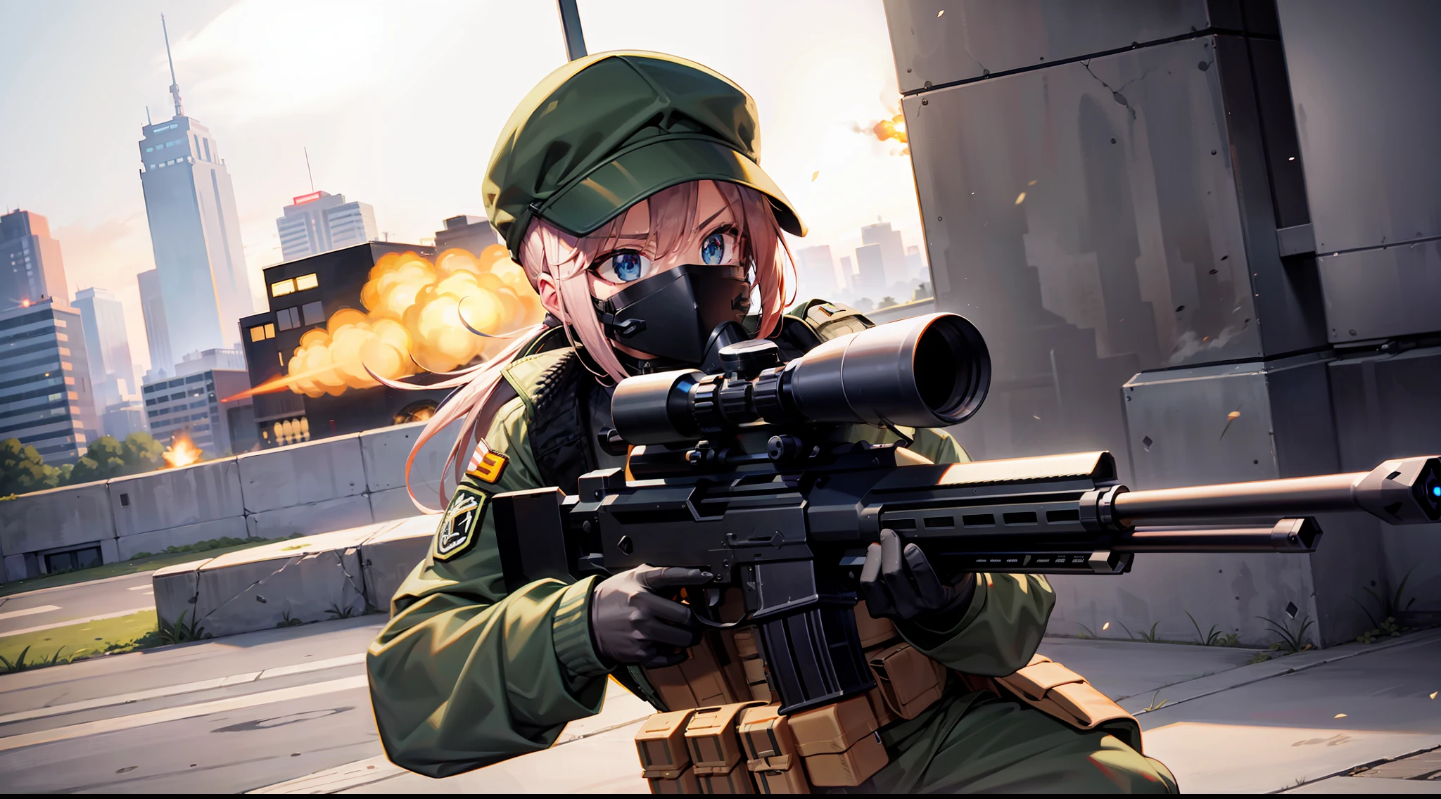 CQB, CQC, sniper rifle, battle girl, muzzle flash