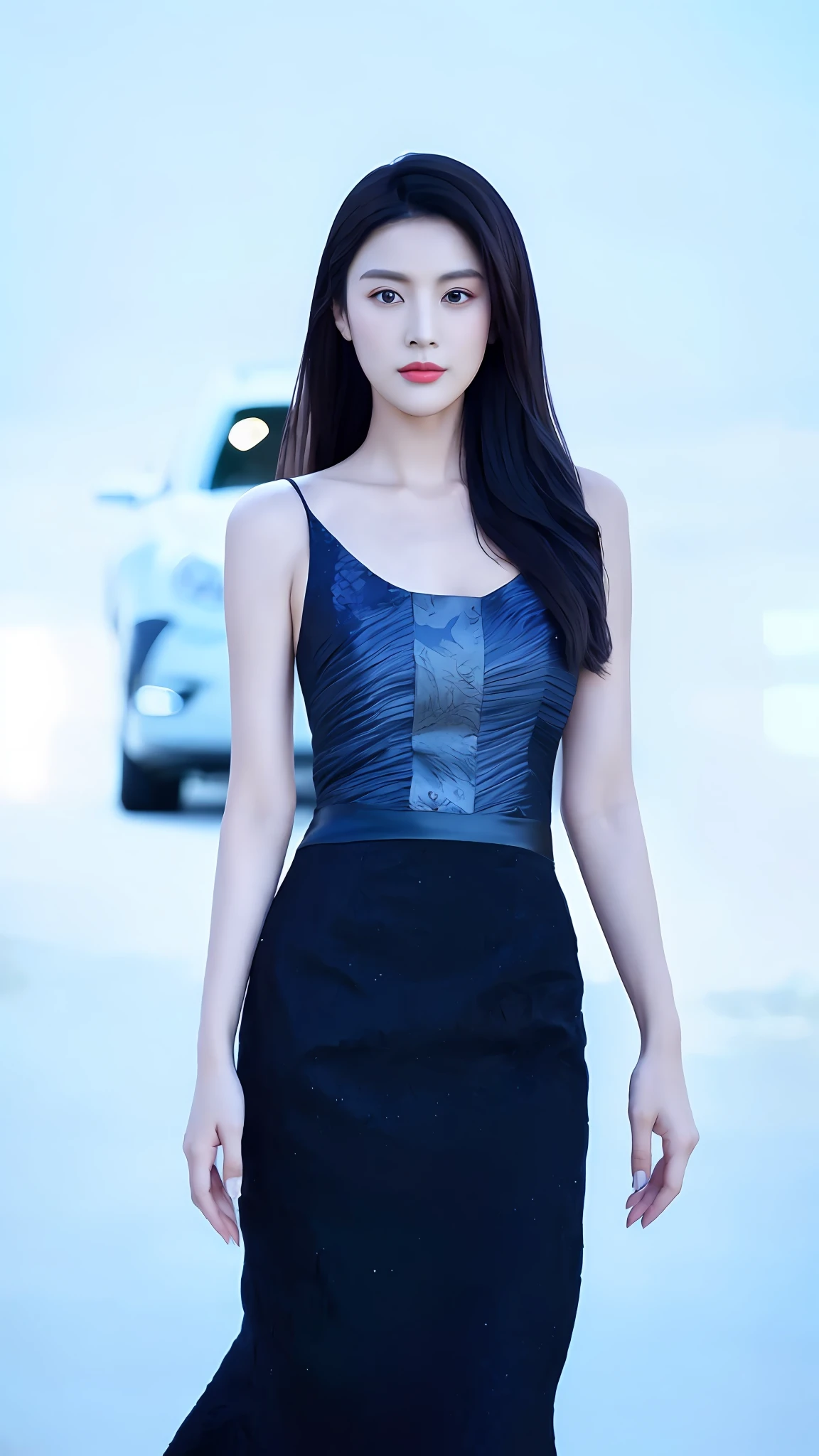 araffe woman in a black dress standing next to a car, korean women's fashion model, cute korean actress, dilraba dilmurat, hwang se - on, beautiful south korean woman, jaeyeon nam, gorgeous young korean woman, lee ji - eun, lee ji-eun, jia, female actress from korea, park ji-min, gongbi