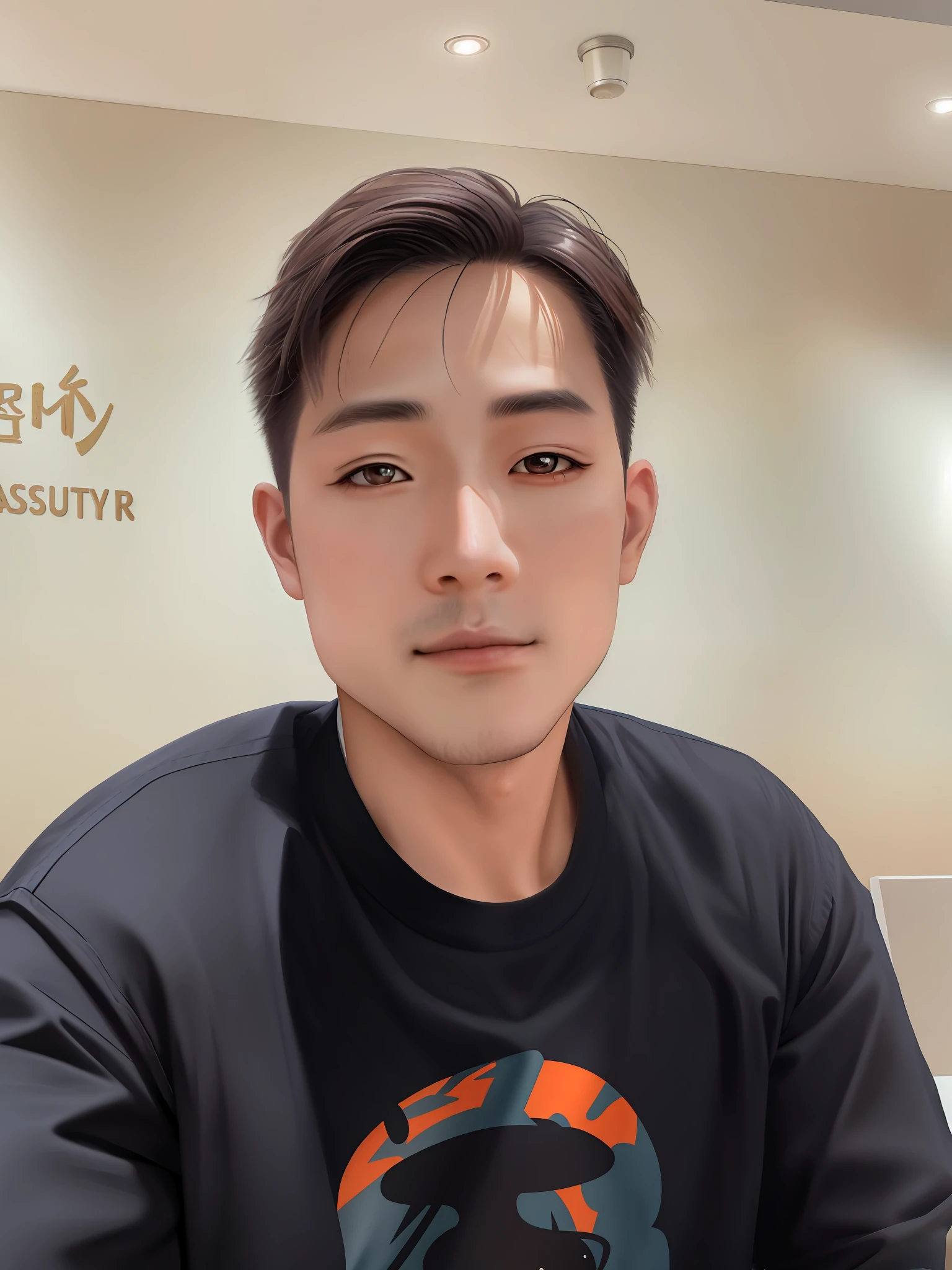 a hansome  korean man  wearing   jeans with big eyes, (masterpiece), (portrait), (raw photo), (extremely detailed CG unity 8k wallpaper) Intricate, Sharp focus, dramatic, photorealistic  art