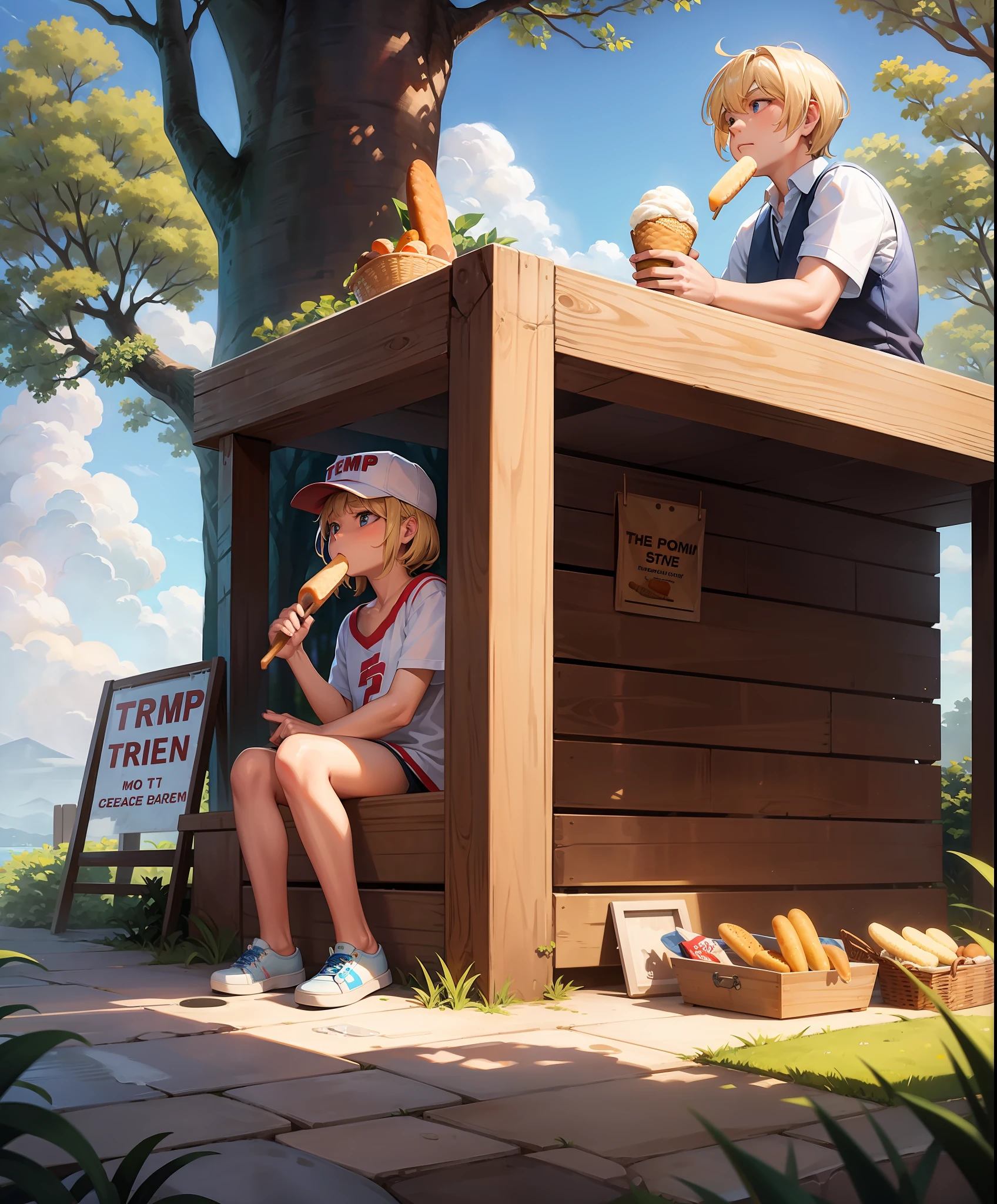 And Donald Trump sat on the bread and lay upon it the churned milk of the (corndog and ice cream tree)