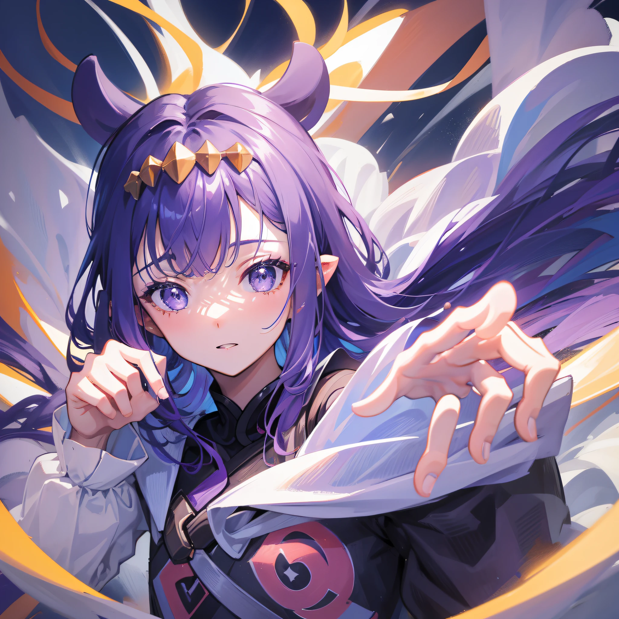 (人物: Ninomae Ina'Nis), {purple hair}, (masterpiece:1.2), 1girl, solo, best quality, shiny skin, hyper detailed ultra high res, cute, looking at viewer, extremely detailed wallpaper, close up portrait,