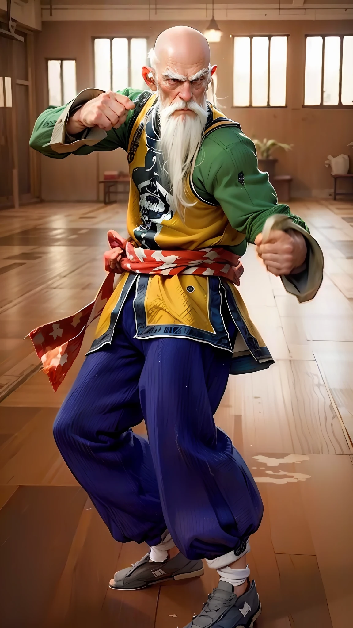 Gray-haired grandpa, bald head