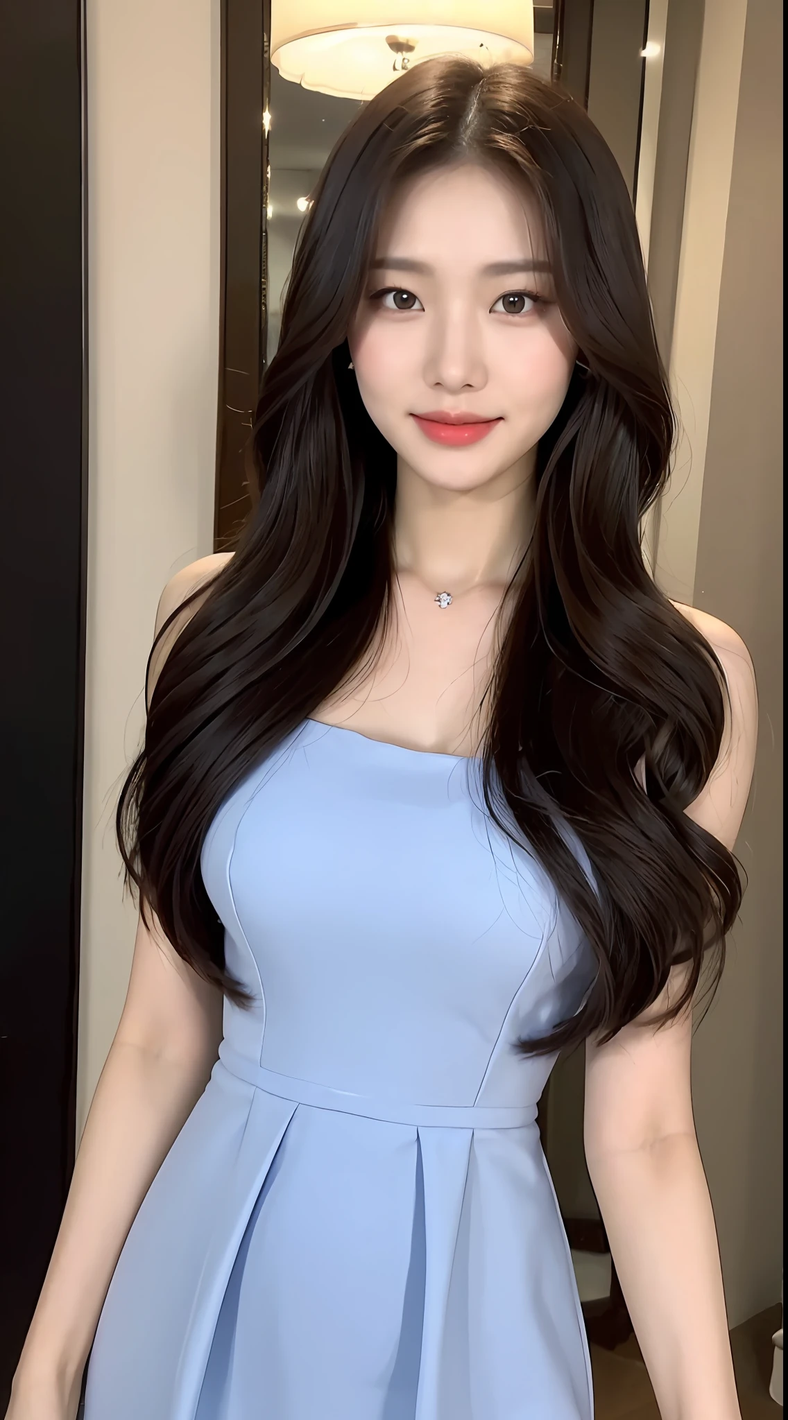 (1 Korean star with royal sister style), ((best quality, 8k, masterpiece: 1.3)), focus: 1.2, perfect body beauty: 1.4 , (smile), (Street: 1.3), highly detailed face and skin texture, fine eyes, double eyelids, whitening skin, (big wave hairstyle: 1.3), (round face: 1.5), (gorgeous evening wear: 1.4),