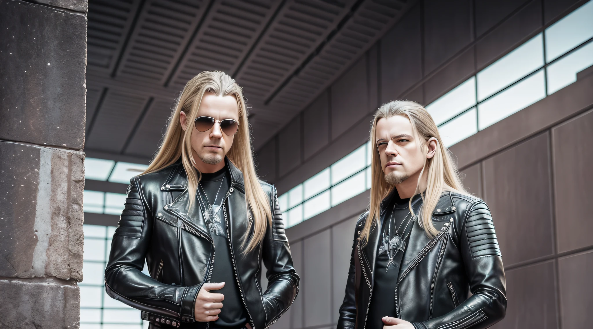 3 BOYS Russian children with 20 years WITH LONG STRAIGHT BLONDE HAIR, LEATHER JACKET AND BLACK CLOTHING, PORTRAIT STYLE, a closeup, album cover, evil album cover, alternate album cover, metal album cover, album cover, 2 0 0 6 promotional publicity photo, metallica, heavy rock band promotional photo, Drew Struzan Tomasz Alen Kopera, album art, album cover art, Megadeth, Maiden, album, Heavy metal album cover