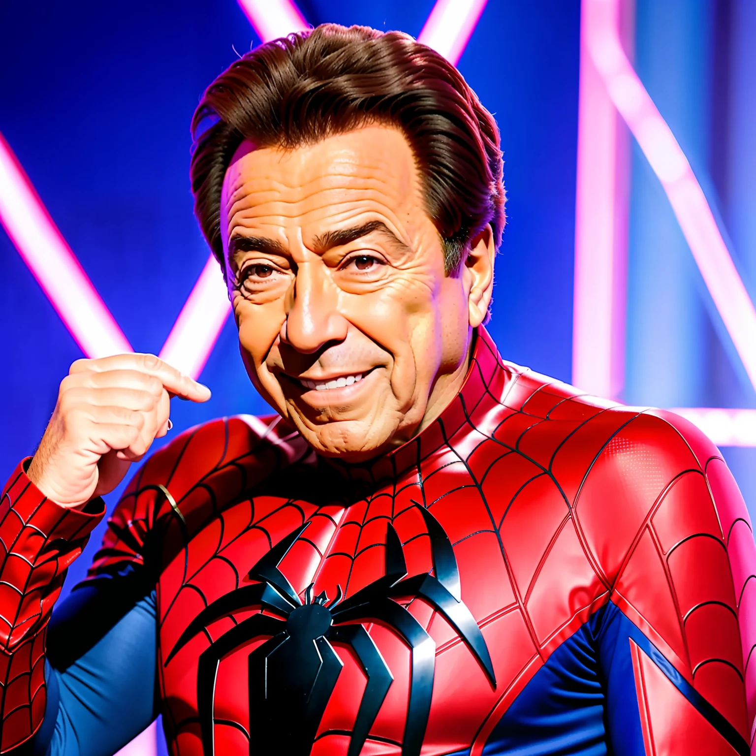 Silvio Santos dressed in spider man outfit