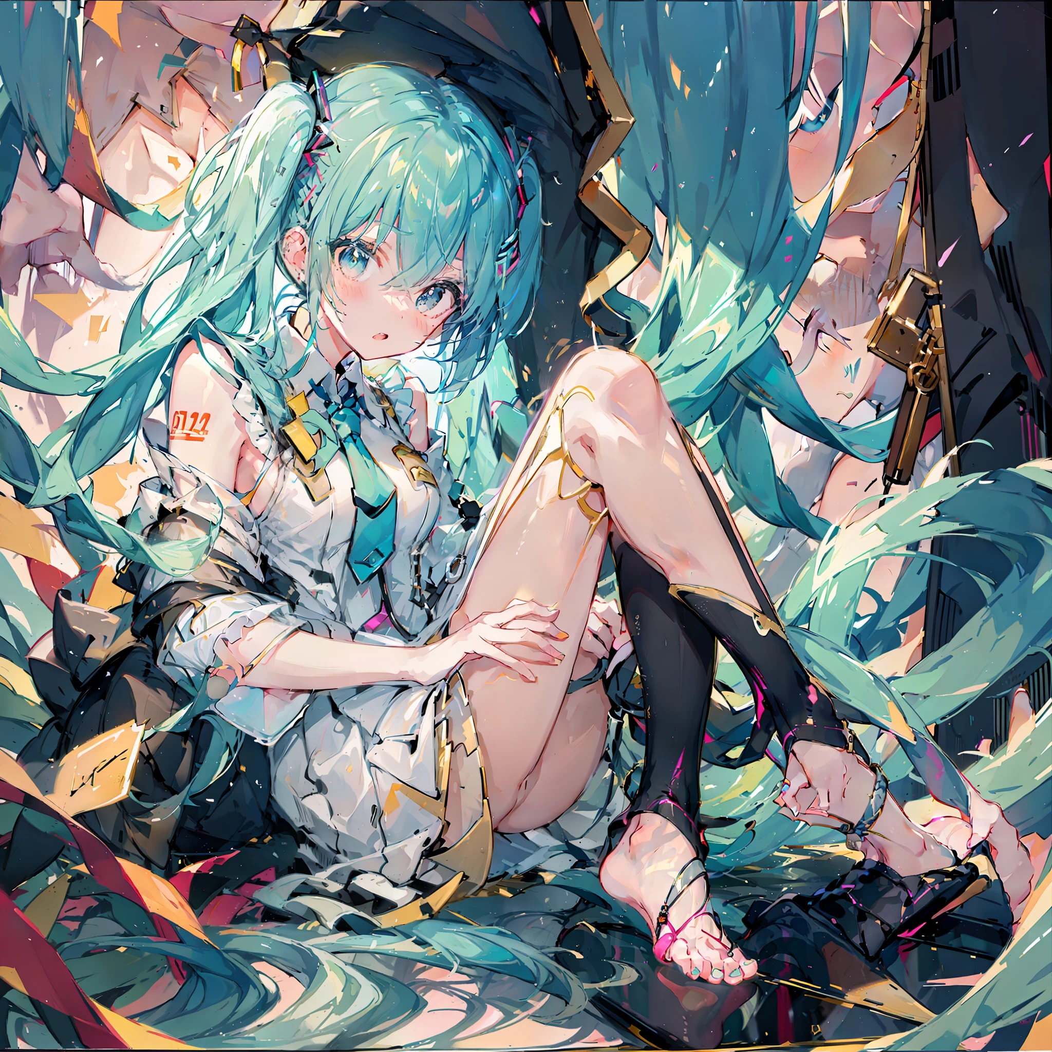 1 girl, barefoot
