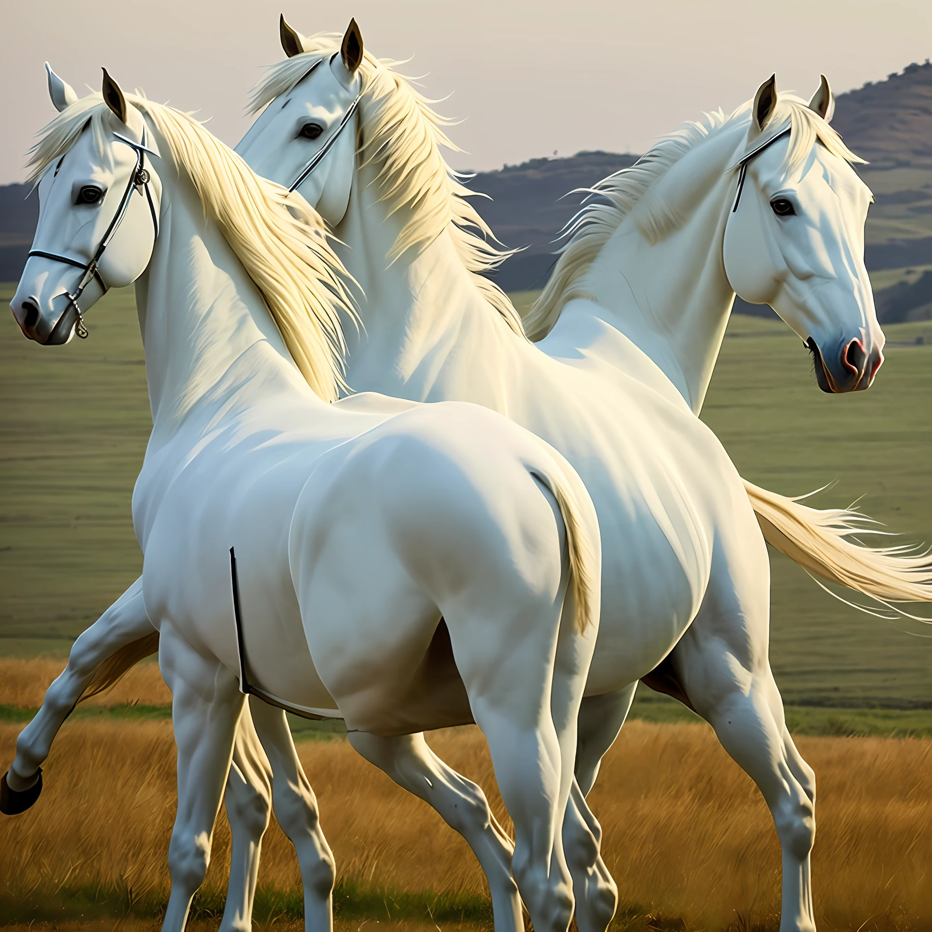 Ancient beauties ride white horses