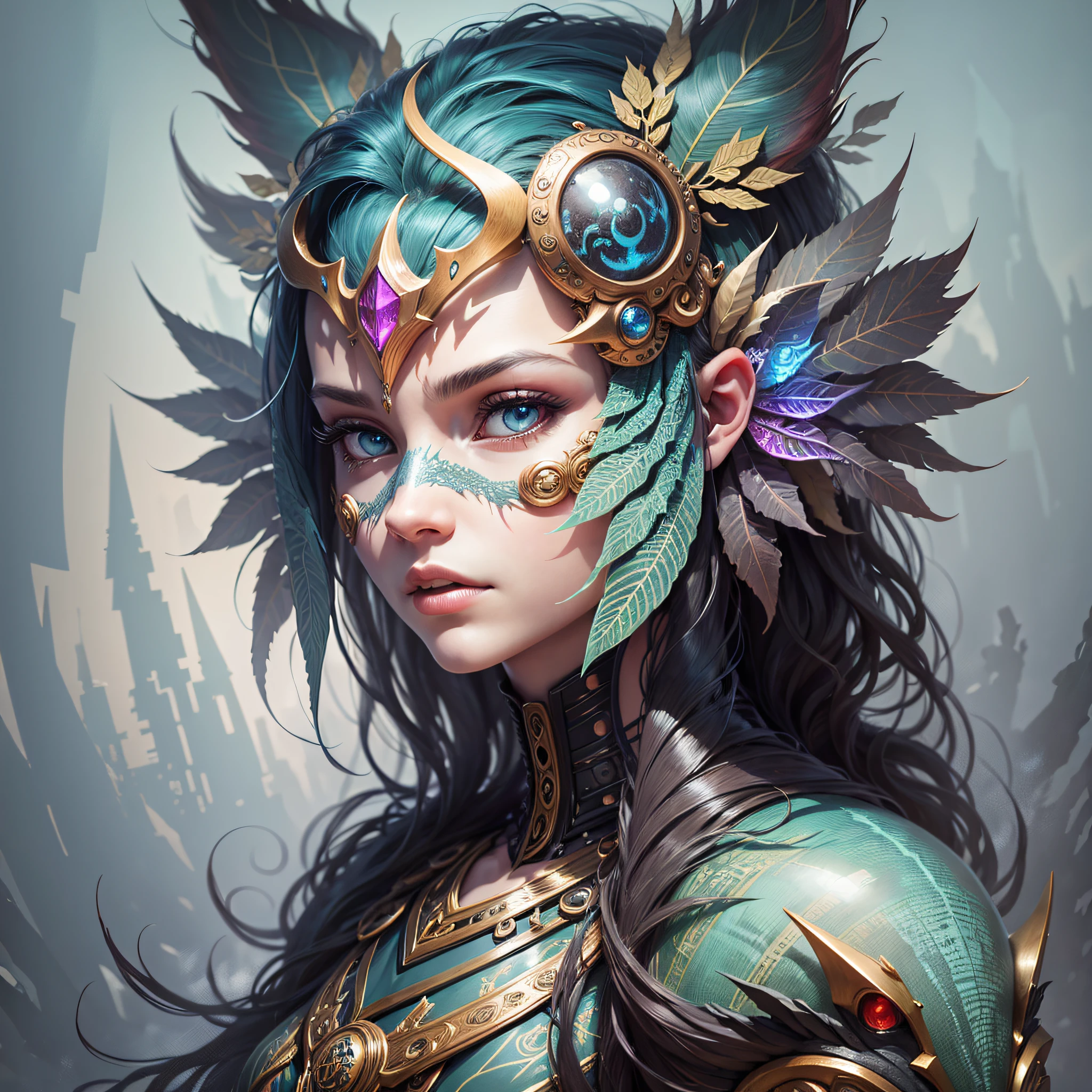 Create an intricately detailed mixed media portrait of a shapeshifting creature, blending aspects of mechanical, organic, and mythological design. --auto --s2