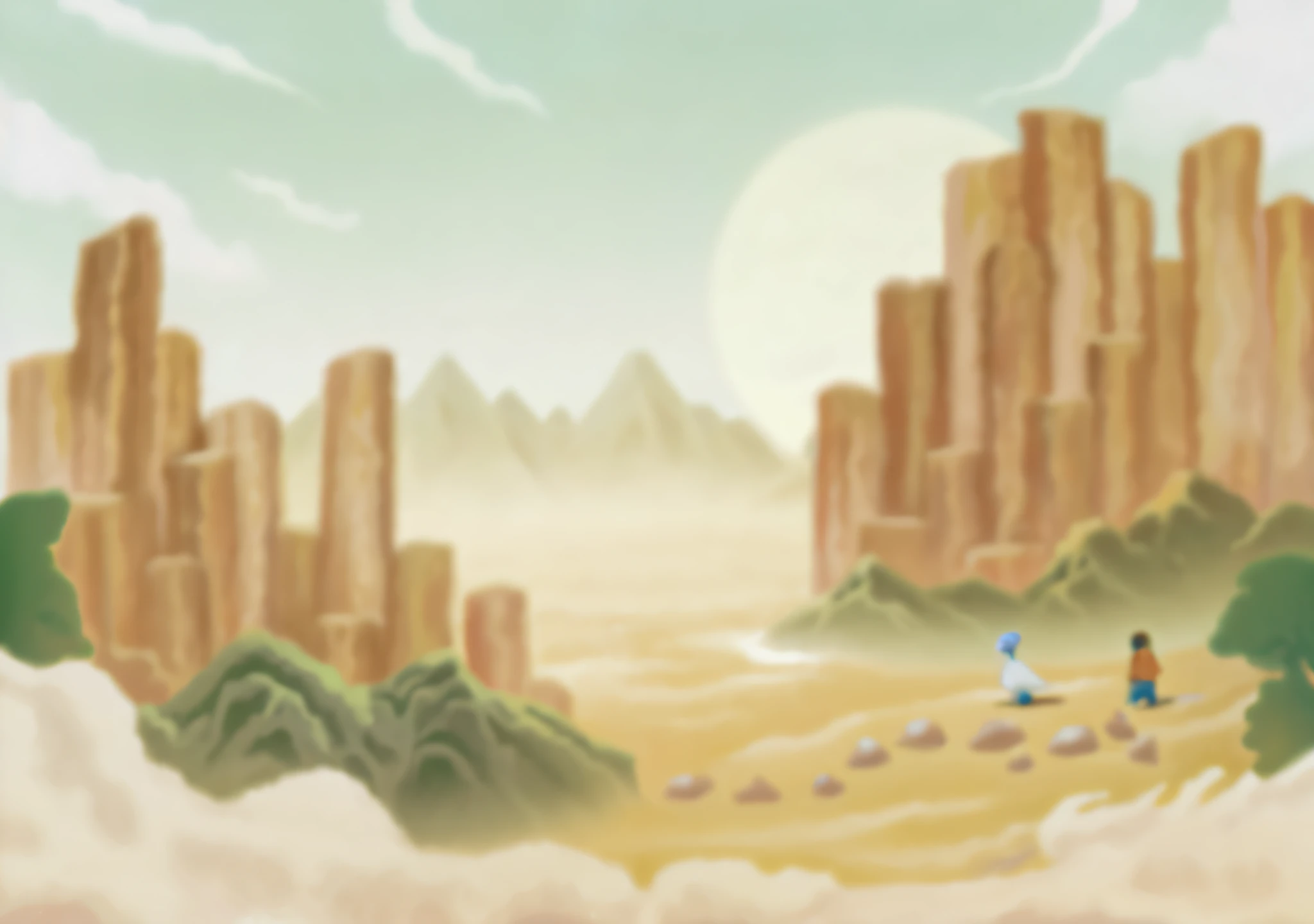 Yam stands between the mountains