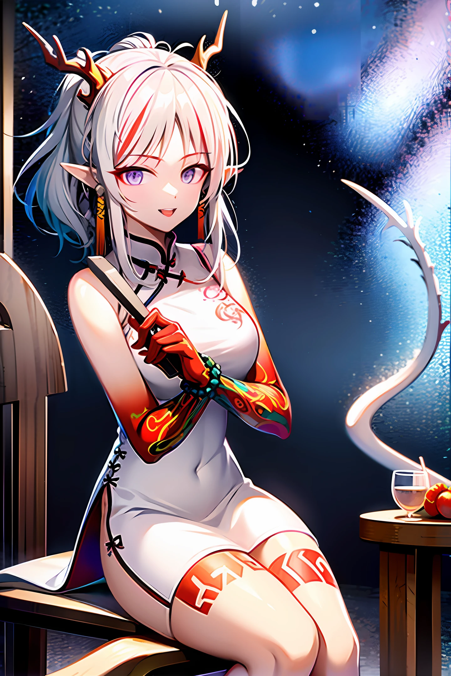 Cheongsam sexy hand holding tang knife