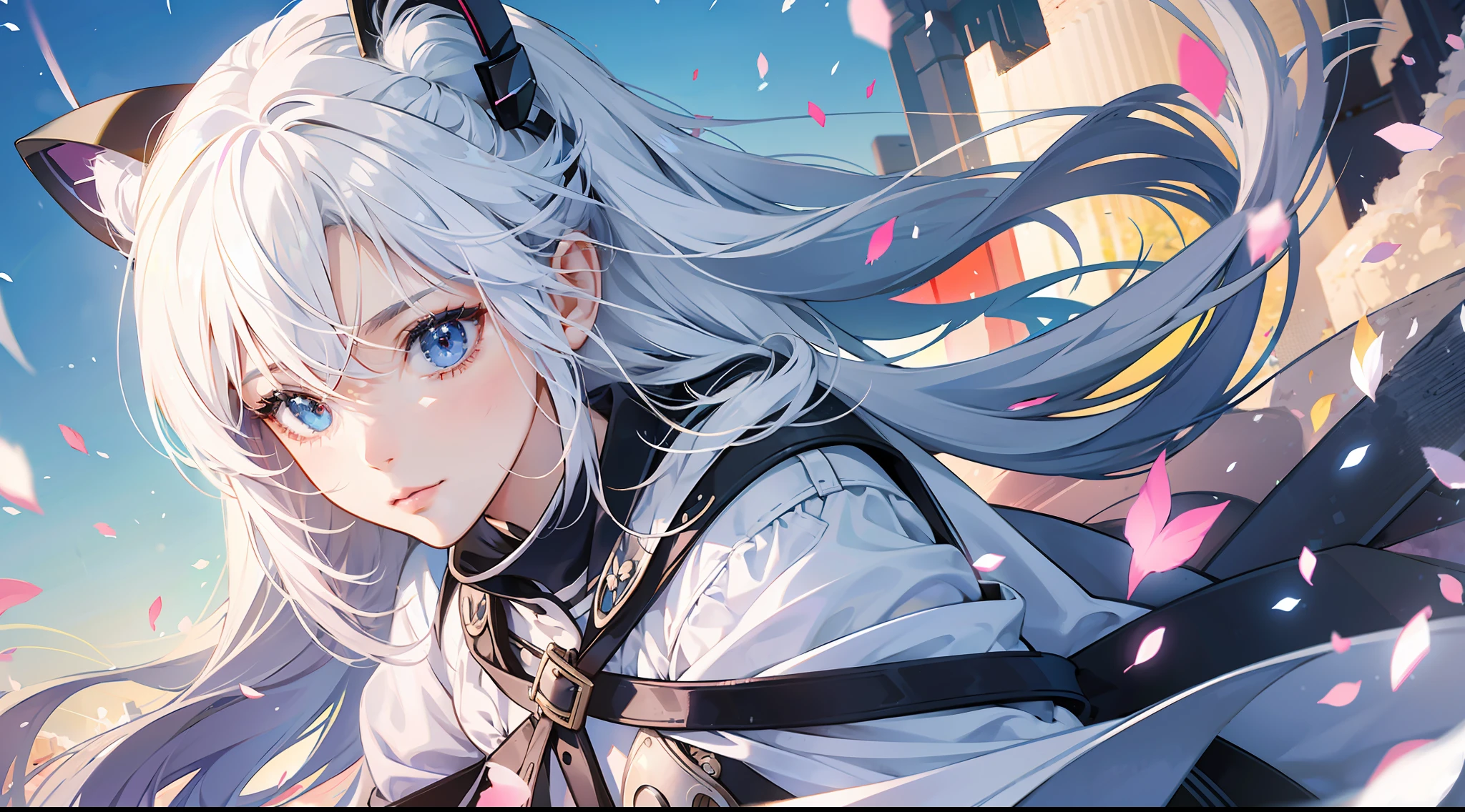 Girly, Two-dimensional, Cute, Extremely High Detail, Anime Style, Depth of Field Effect, 3D Effect, Extreme High Quality, White Hair, Drifting Snow, Focused, Based on The Ally's Mix III: Revolutions --auto --s2