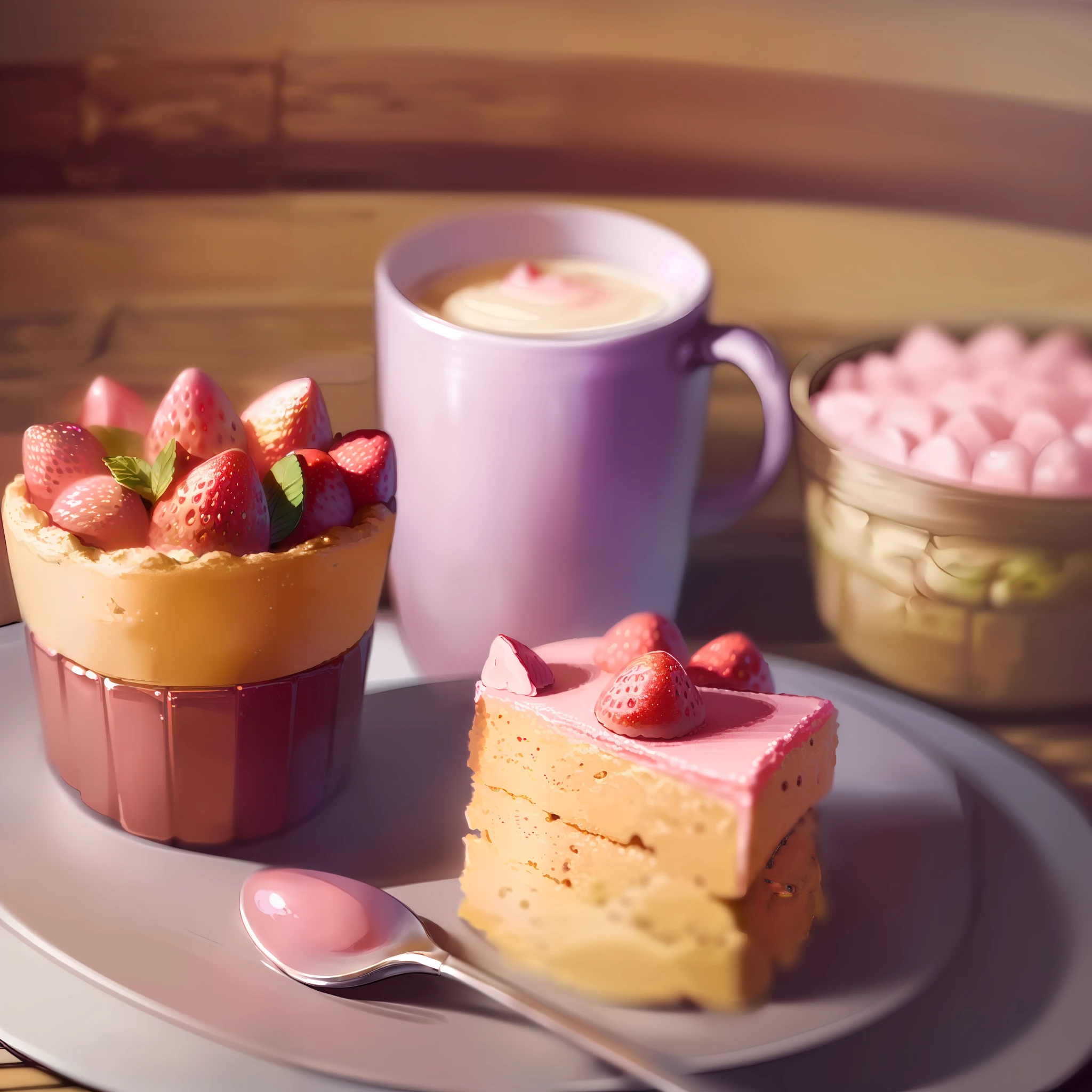 (masterpiece, top quality, best quality,kawaii illustration,cute illustration,:1.5), (pastel color:1.5),strawberry、blueberry、cake,coffee,breakfast,bright tone、kawaii,fluffy,fluffy,soft,gentle sweetness, cozy, andite/pastel-mix