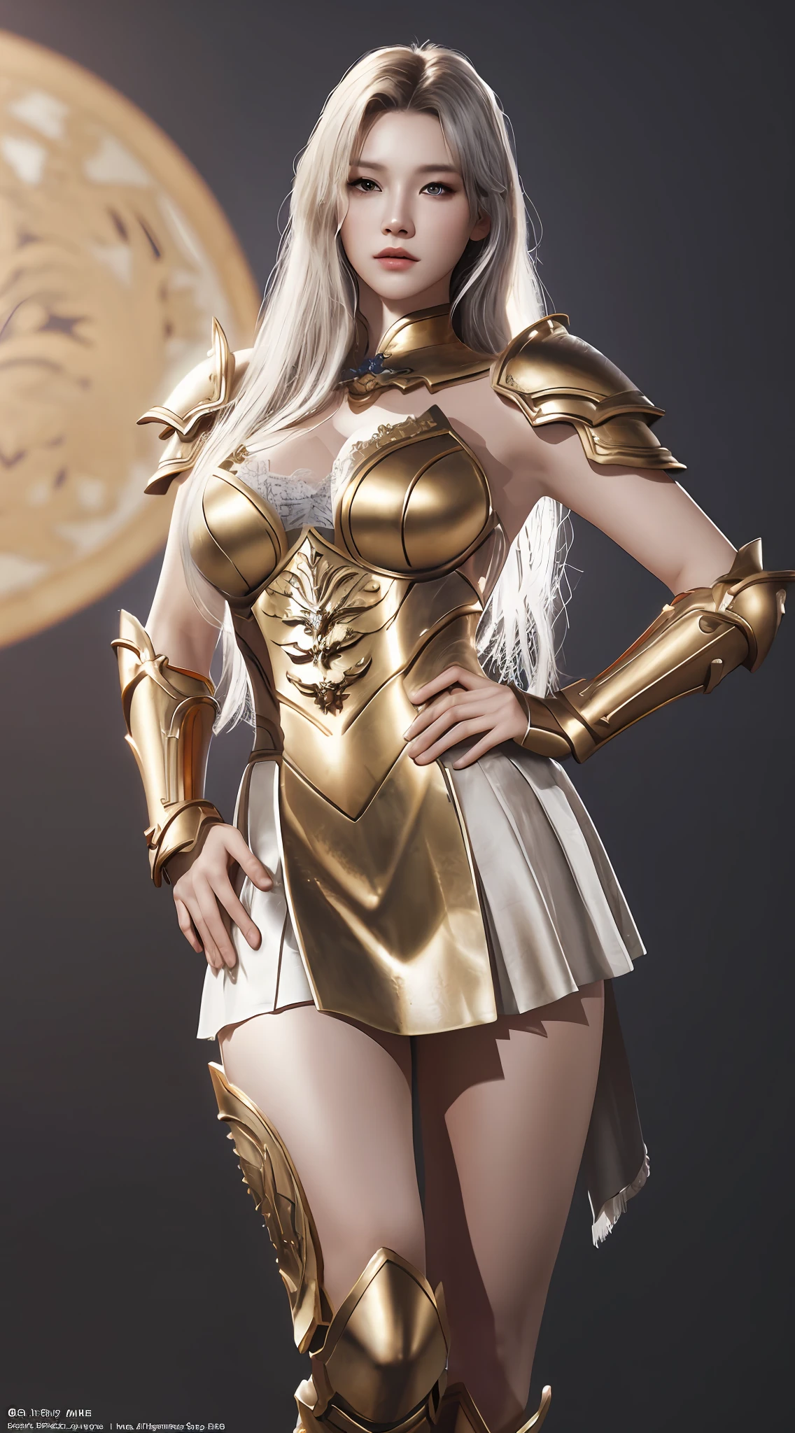 nsfw, 8K original photo, best quality, masterpiece, super high resolution, film grain, movie, 1girl, looking at the audience, natural skin texture, realistic eye and face details, full lips, a sexy woman in gold and silver lotus lace armor dress, cheng wei pan in artstation, by Yang J, detailed fantasy art, stunning character art, fan art best art station, epic exquisite character art, beautiful armor, extremely detailed artgerm, detailed digital anime art, Artgerm in ArtStation pixiv, armor girl, : 1.2, (miniskirt: 1, 5), huge breasts, sexy seductive, bare breasts