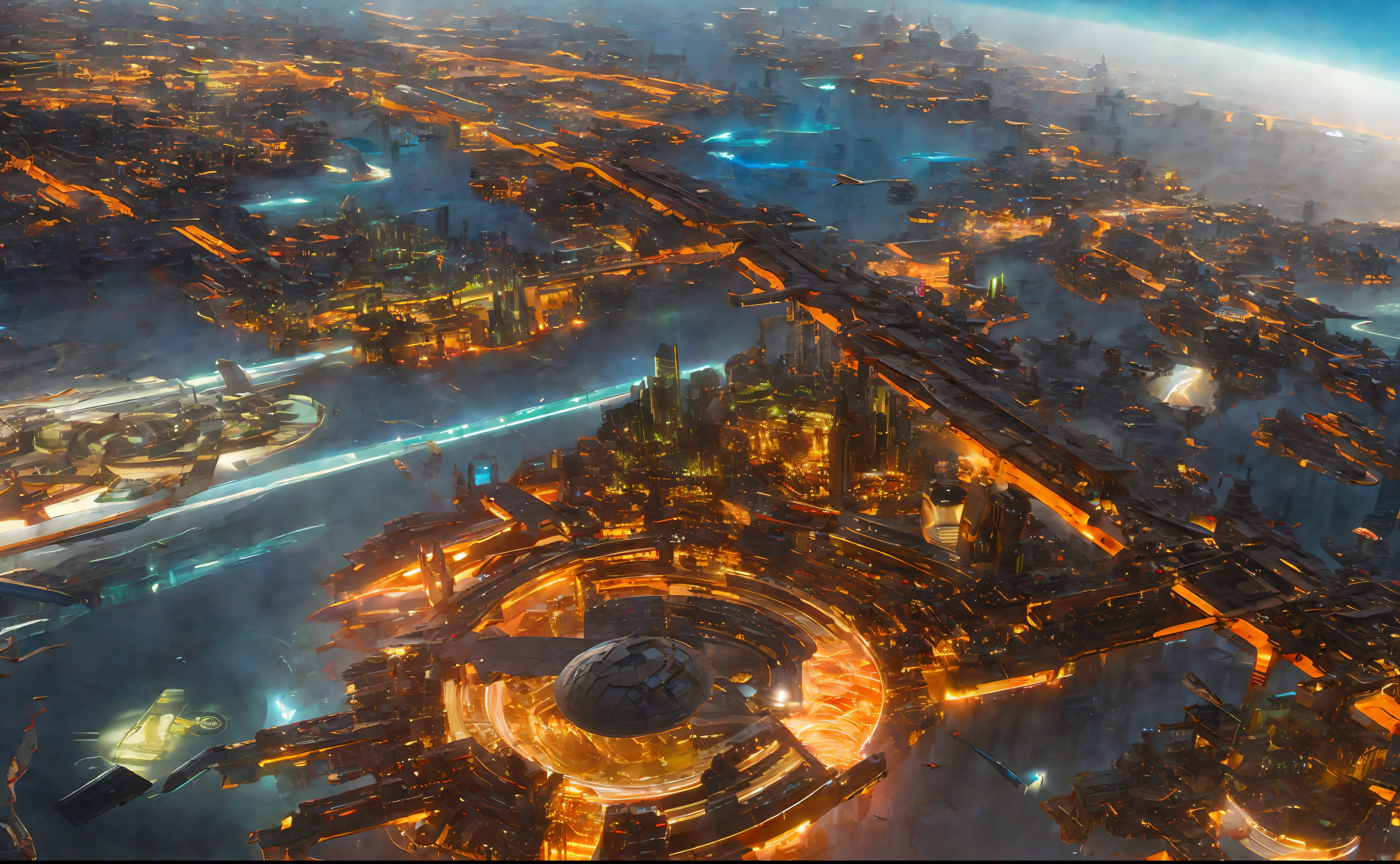 futuristic sci-fi city landscape, sci-fi, ultra-realistic, high resolution, city