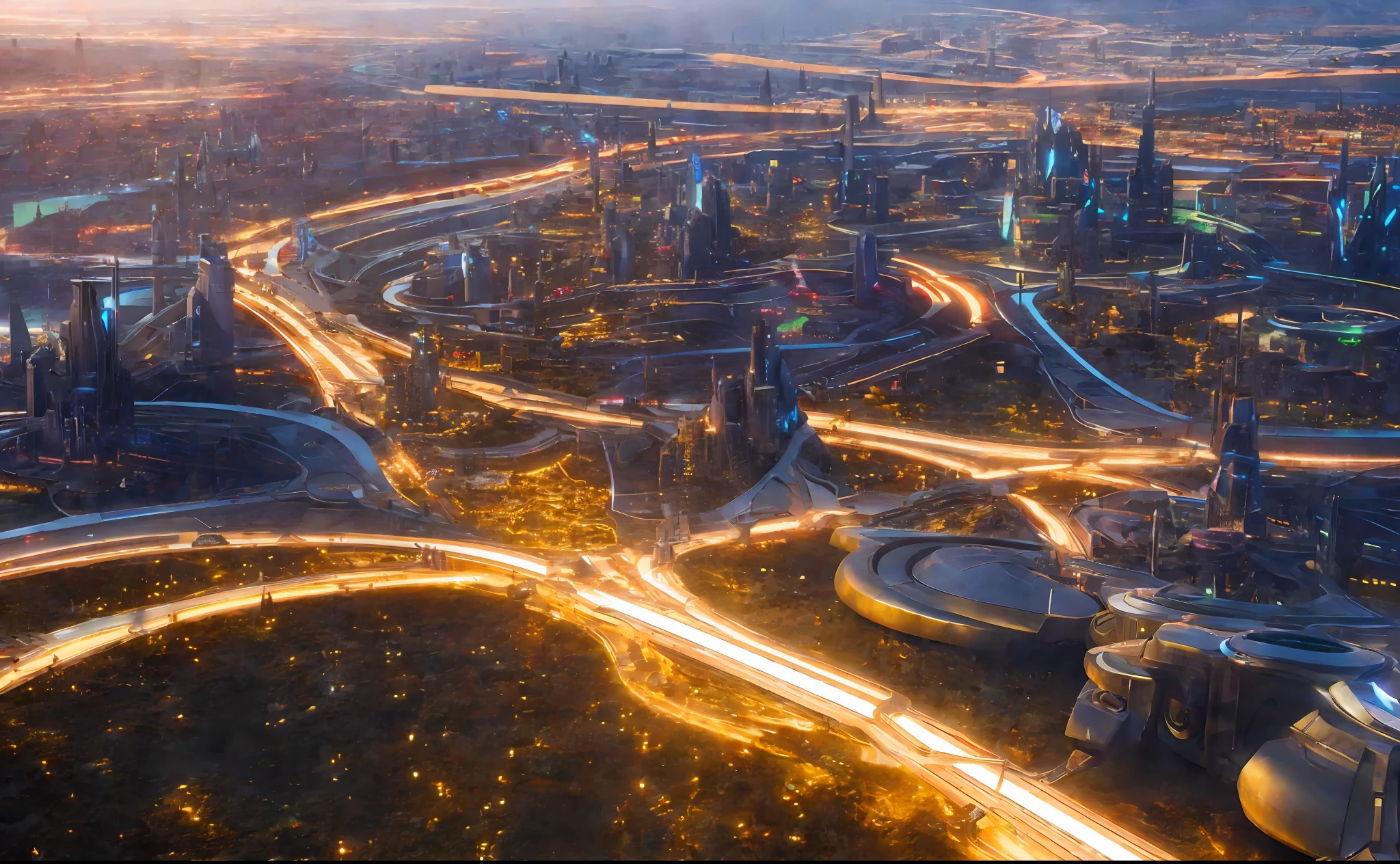 futuristic sci-fi city landscape, sci-fi, ultra-realistic, high resolution, city