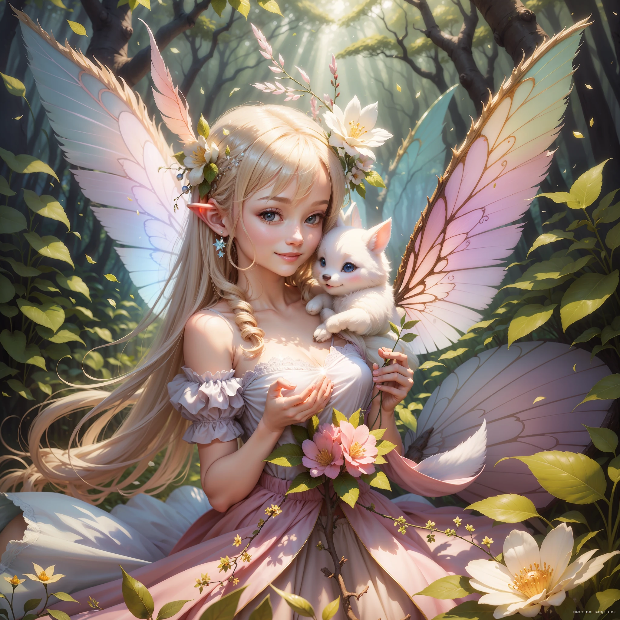 gentle fairy, friend, smile, healing, light, dazzling, companion, play, love, happiness, beautiful, forest, shine, flash, enjoy