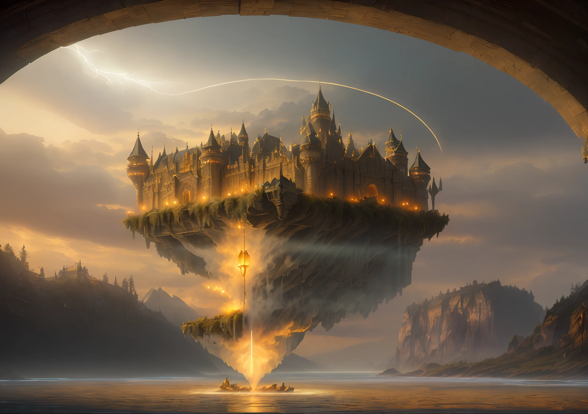 3D, HDR (plunging view) photorealist of a beautiful (a castle made from a human skull:1.3) set on a (cloudy floating base:1.3) , inlaid in gold and ruby, emerald and sapphire jewels, waterfall, floating in mid-air, near a lit candle, jewels, magic, ominous, gorgeous , masterpiece, (insanely detailed), best quality, extremely detailed, UHD 8k, octane render, ray tracing, award winning photography, Photorealistic, stunning environment, volumetric lightning, trending on artstation, trending on CGsociety, Intricate environment, High Detail, dramatic, subdued colors, darkness, dramatic lighting, art by greg rutkowski and by moebius and by antoine mucha, (medieval:1.3), (grit:1.3), (decay:1.3),(dirt:1.3), (darkness:1.3) (neglect:1.2)