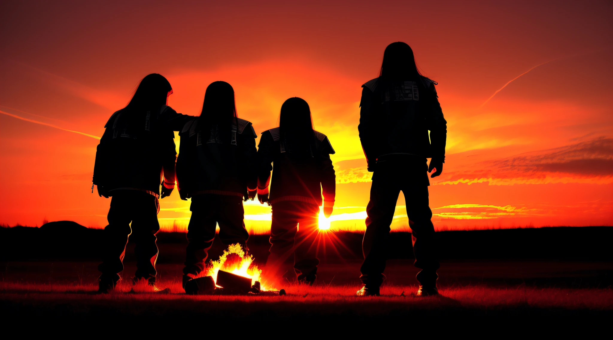 3 BOYS Russian children with 20 years WITH LONG DARK STRAIGHT HAIR, LEATHER JACKET AND BLACK CLOTHING, PORTRAIT STYLE, a closeup of a mushroom cloud with a red sky in the background, nuclear bomb explosion, nuclear bomb, nuclear explosion, bomb explosion, nuclear mushroom cloud, nuclear attack, nuclear bomb explosion, nuclear cloud,  nuclear explosion!!!, mushroom cloud, looks at nuclear explosion, nuclear explosions paint the sky, atomic explosion, an explosion, nuclear war, nuclear apocalypse, nuke