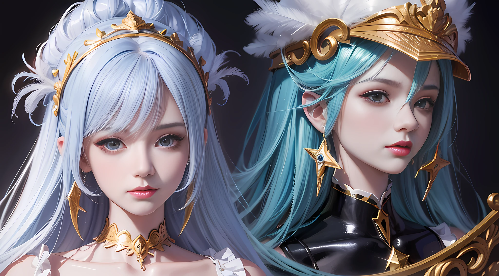 Drawing a woman with long hair and a feather hat, detailed portrait of anime girl, portrait anime girl, Artgerm. High detail, stunning anime face portrait, digital anime art, art germ. Anime illustration, detailed digital anime art, anime girl portrait, Guvez style artwork, realistic digital art 4k, realistic digital art 4k, realistic, aesthetic