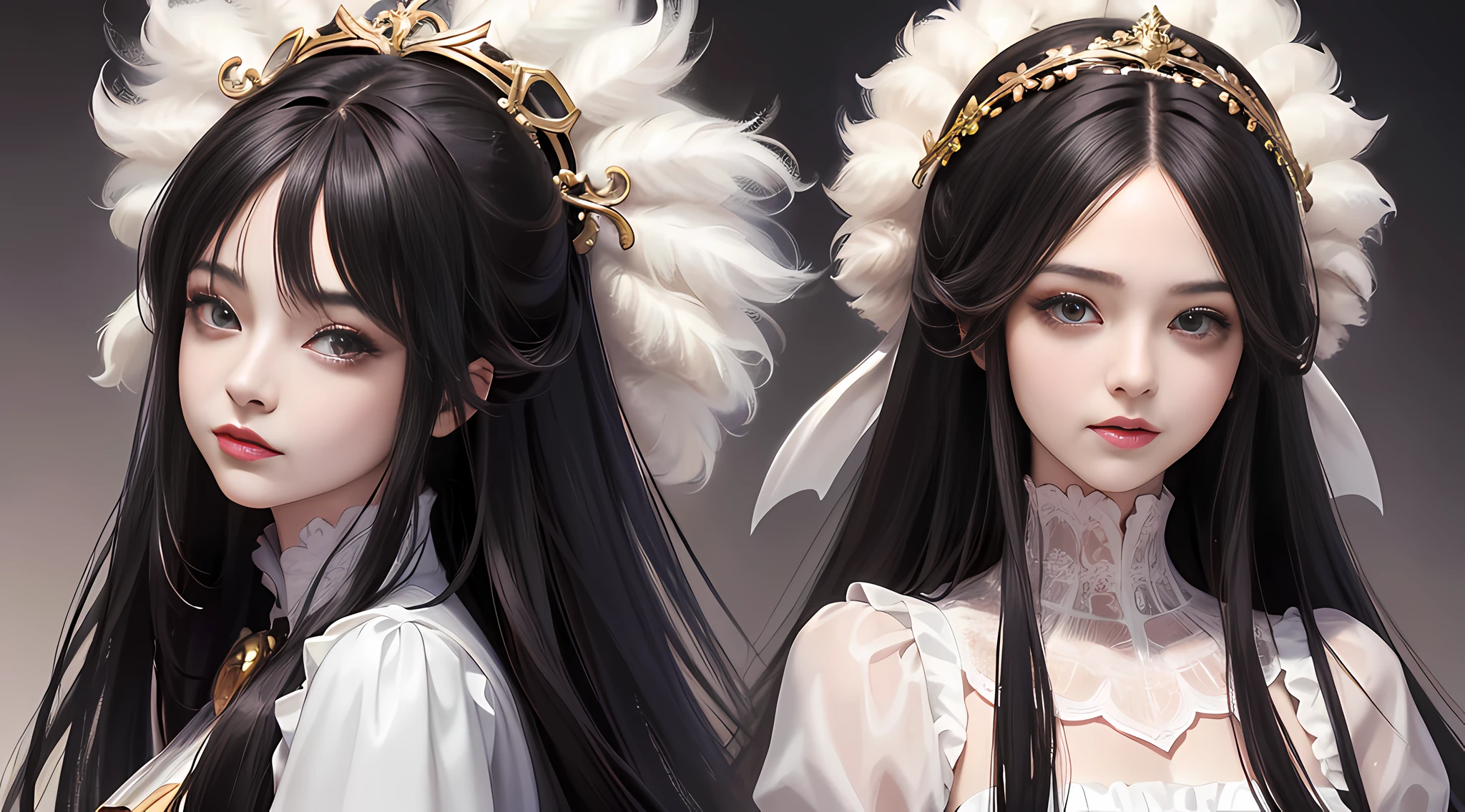 Drawing a woman with long hair and a feather hat, detailed portrait of anime girl, portrait anime girl, Artgerm. High detail, stunning anime face portrait, digital anime art, art germ. Anime illustration, detailed digital anime art, anime girl portrait, Guvez style artwork, realistic digital art 4k, realistic digital art 4k, realistic, aesthetic