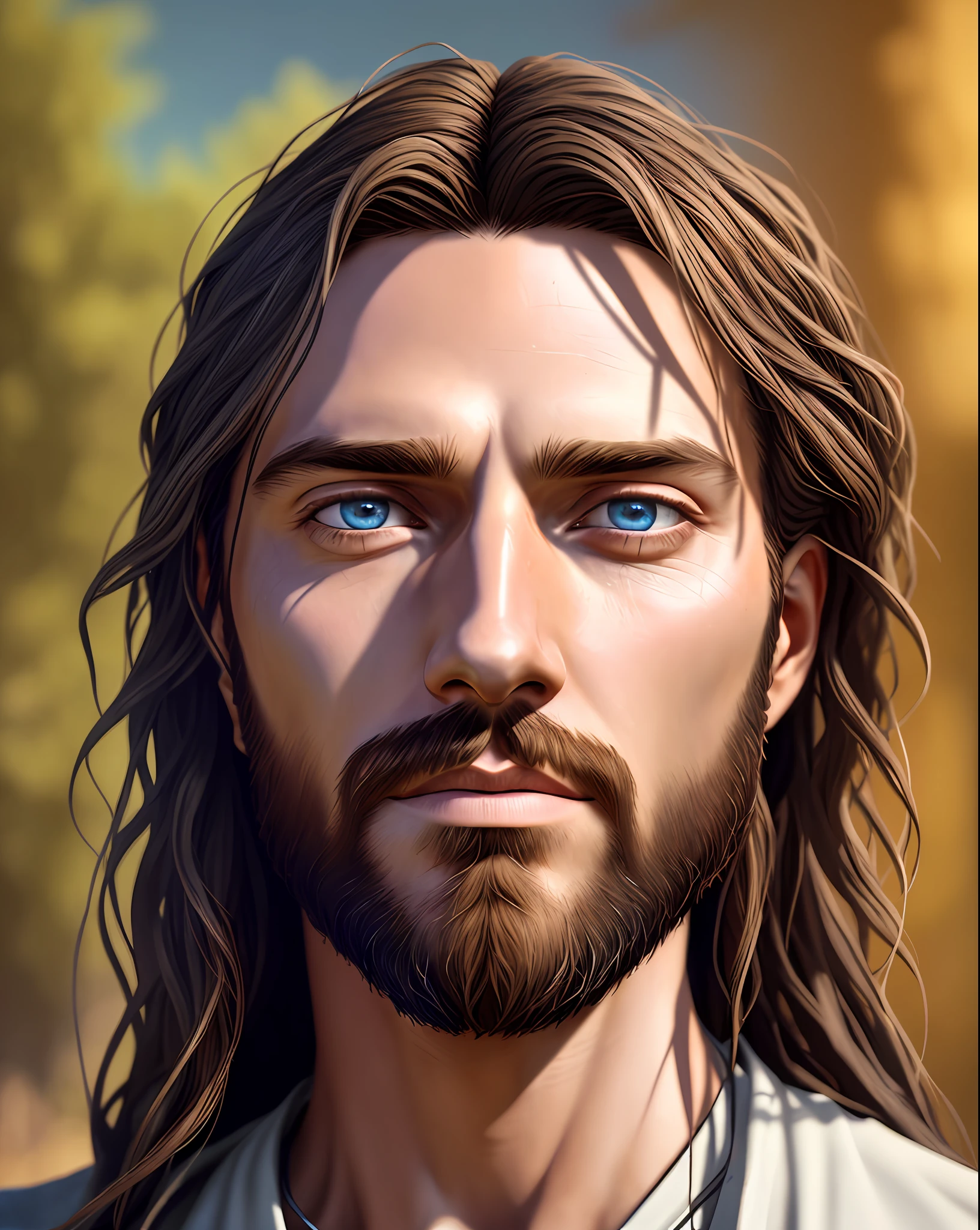 /upscale jesus With high details, hyper realistic, 8k, ar 2:3, full face, natural background, digital painting, deep dream, Ultra-Wide Angle, Depth of Field, hyper-detailed, insane details, intricate details, beautifully color graded, Unreal Engine, Cinematic, Photoshoot, Shot on 80 mm