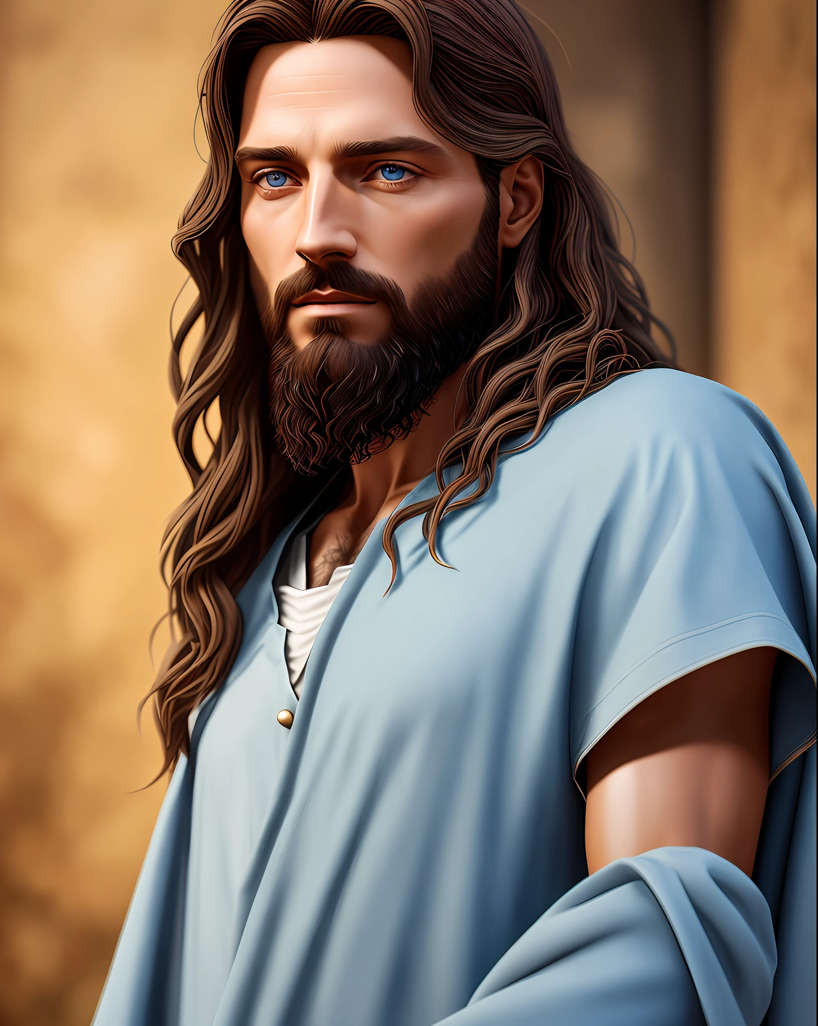 /upscale jesus With high details, hyper realistic, 8k, ar 2:3, full face, natural background, digital painting, deep dream, Ultra-Wide Angle, Depth of Field, hyper-detailed, insane details, intricate details, beautifully color graded, Unreal Engine, Cinematic, Photoshoot, Shot on 80 mm