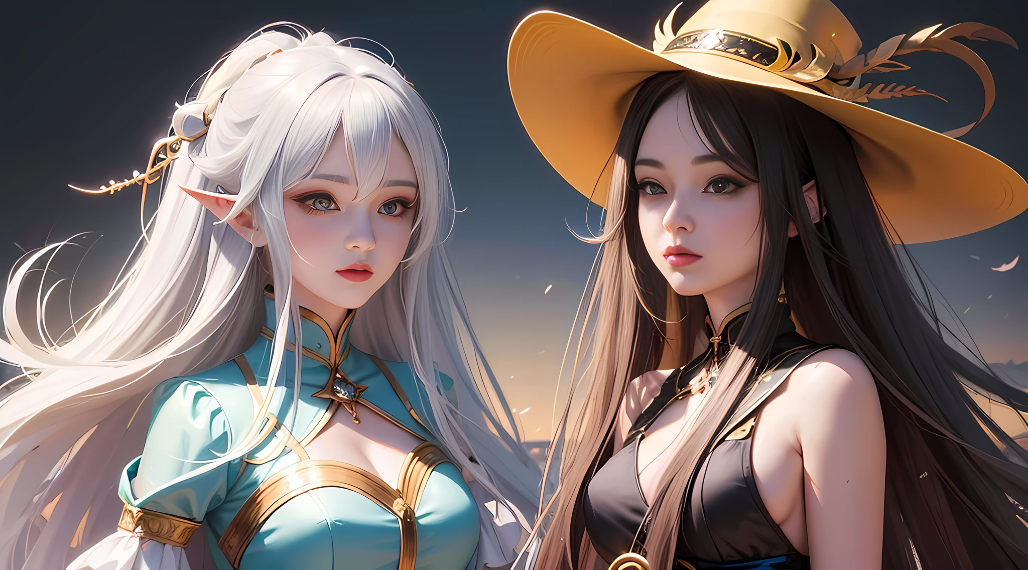 Draw a woman with long hair and a feather hat, digital drawing of Yang J, Artstation, fantasy art, detailed portrait of anime girl, portrait anime girl, artgerm. High detail, stunning anime face portrait, digital anime art, art germ. Anime illustration, detailed digital anime art, anime girl portrait, aesthetic