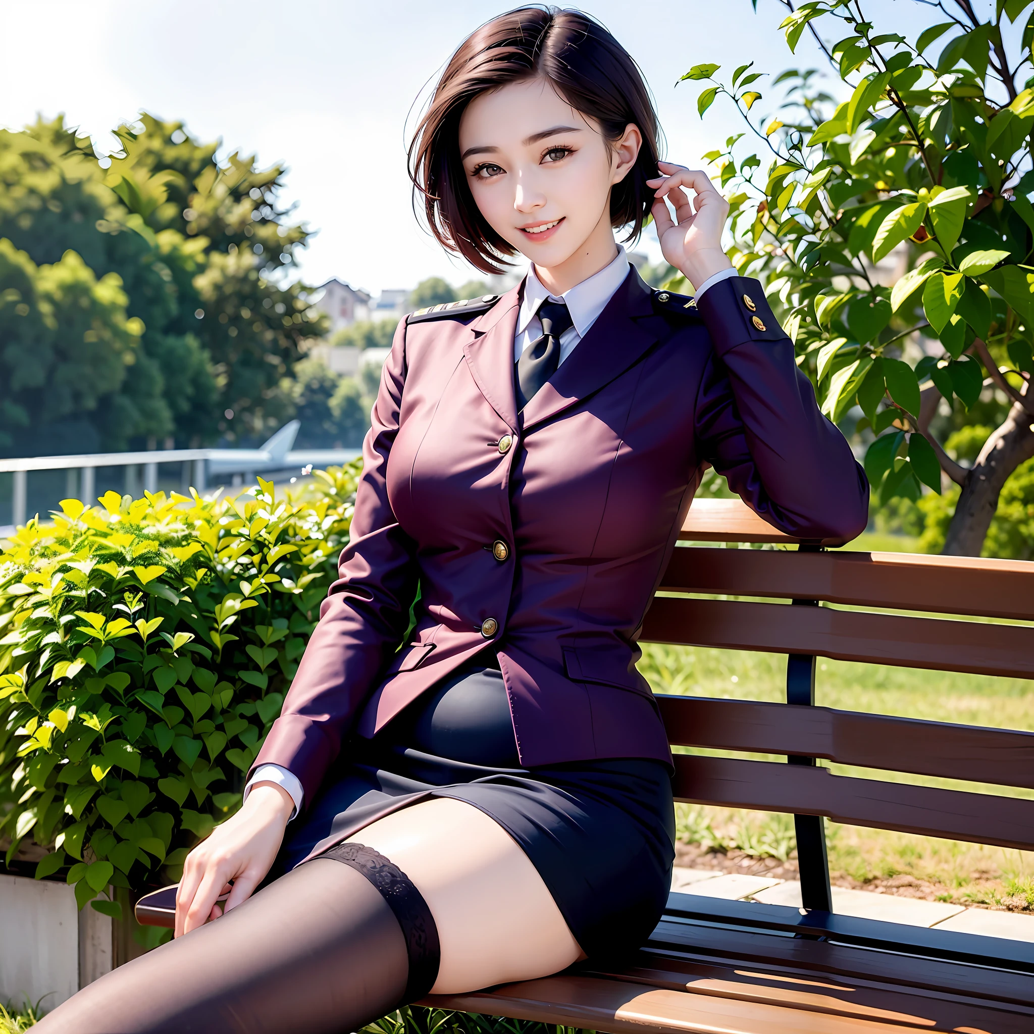 there is a woman sitting on a bench in a purple suit, wearing headmistress uniform, girl wearing uniform, japanese school uniform, wearing a strict business suit, misato katsuragi, professional cosplay, ayaka cosplay, sakimichan, jk uniform, anime girl cosplay, maya fey from ace attorney, wearing japanese school uniform, japanese girl school uniform