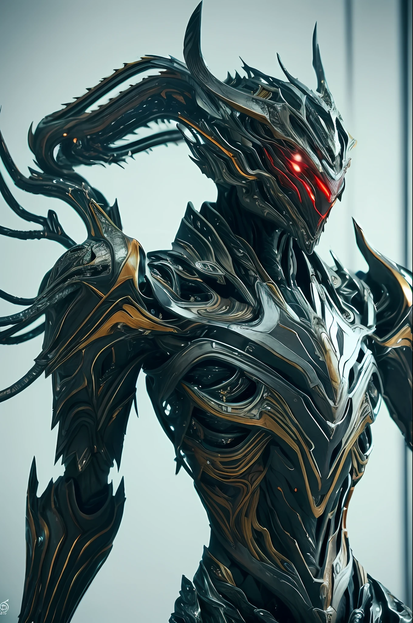 1mechanical man,((ultra realistic details)), portrait,octane render, 8k, ultra sharp,intricate, illumination,, metal, chinese style,chinese dragon, egypician detail, highly intricate details, realistic light, shadows, ornaments detailed, cold colors trending on cgsociety, glowing eyes, facing camera, neon details, machanical limbs,blood vessels connected to tubes,mechanical vertebra attaching to back,mechanical cervial attaching to neck,sitting,wires and cables connecting to head 1 japanese, WARFRAME, prime,rhino prime,volt prime,saryn prime dynamic pose, intricate pattern, heavy metal, energy lines, faceless, glowing eyes, long silver hair, wind blown hair, elegant, intense, blood red and black uniform, bloody wings, solo, desert, sunny, bright, claws, dramatic lighting, (masterpiece:1.2), best quality, high resolution, beautiful detailed, extremely detailed, perfect lighting, zhongfenghua, from below