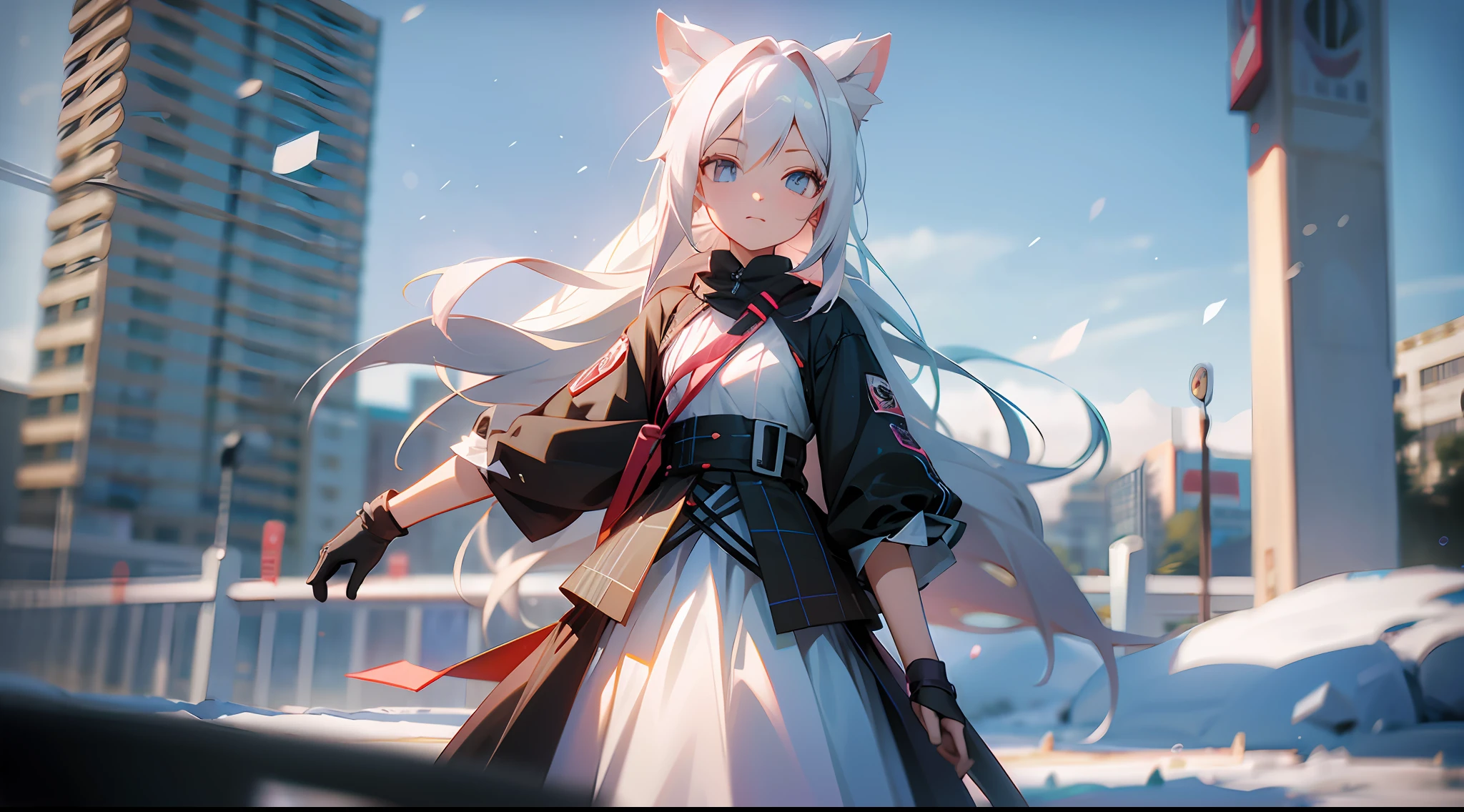 Based on Counterfeit-V3.0 model, girly, two-dimensional, cute, extremely high detail, anime style, depth of field effect, 3D effect, extremely high quality, white hair, drifting snow, focused --auto --s2