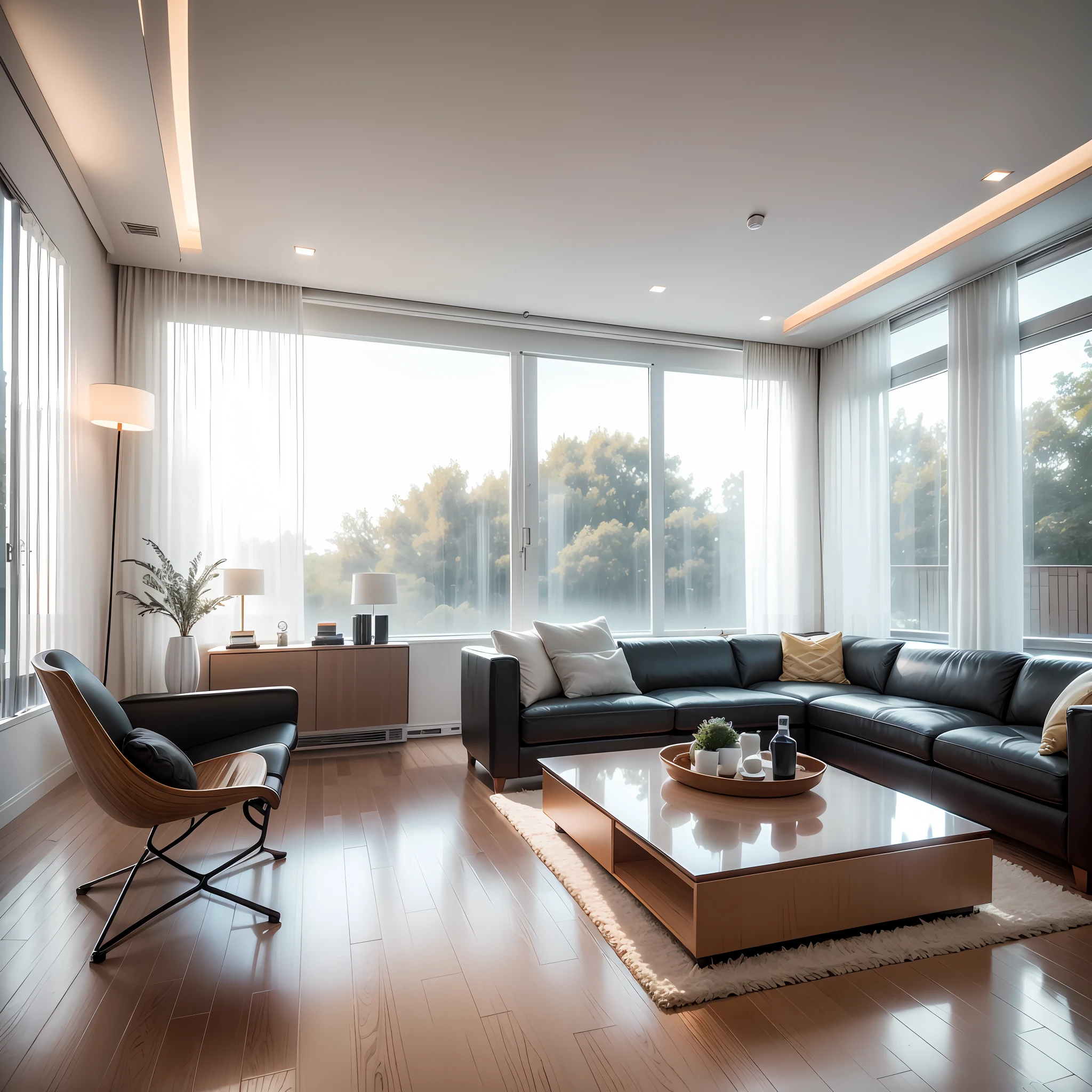 Beautiful modern living room beside Red ACRYLIC kitchen cabinet,White sofa,with minimal pictures on the wall, linen curtain beside the class window, Black coffee table, modern wood,ceiling with magnetic emissive lighting, brown fabric PRB textures, Wood floor PRB texture, indoor 16k HDRi, lens flare ceiling lighting, very clean atmosphere(masterpiece),(high quality),real,(realistic)super detailed, (full detail),(4k),8k, interior living room,room white,Clear atmospheres,clean air,no fog,clean,clear,indoor lighting,ceiling lighting lens flare, no water mark,no letters,Realistic,Relaistic,clean,bright indoor lighting --auto --s2