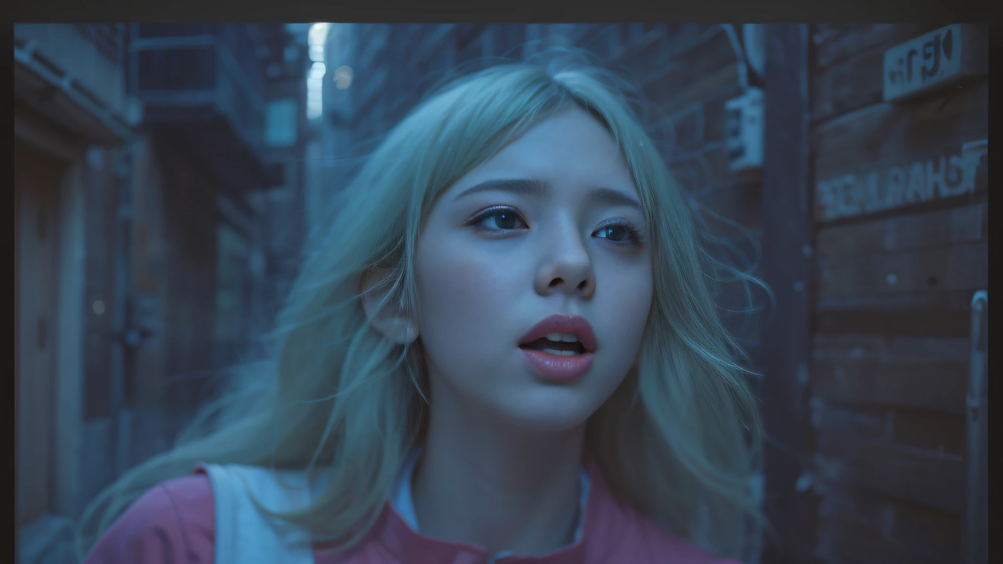 (anxious expression, anxious look, frightened), (8k, highest quality, masterpiece: 1.2), (realistic, photorealistic: 1.37), ultra detail, top quality, ultra high resolution, professional lighting, photon mapping, radiosity, physically based rendering, cinematic lighting, depth of field, focusing, moonlight, good composition, (bokeh: 1.2), 1 girl,(Full body),(Mouth closed),Beautiful eyes,Pose,Constriction,Black hair,Unkempt hair,Short hair fluttering in the wind,(ulzzang-6500:1.2) mix4, hiqcgbody